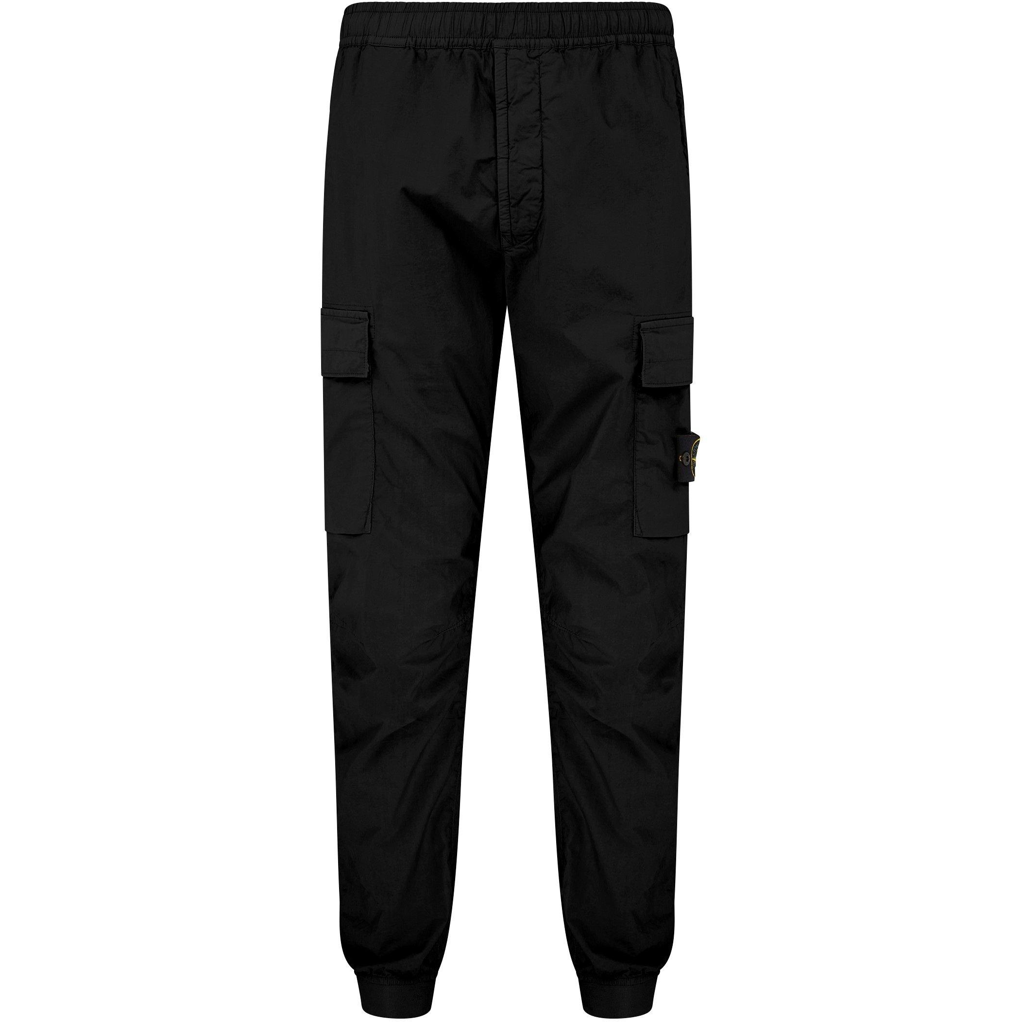 22SS STONE ISLAND Black Cargo Pants