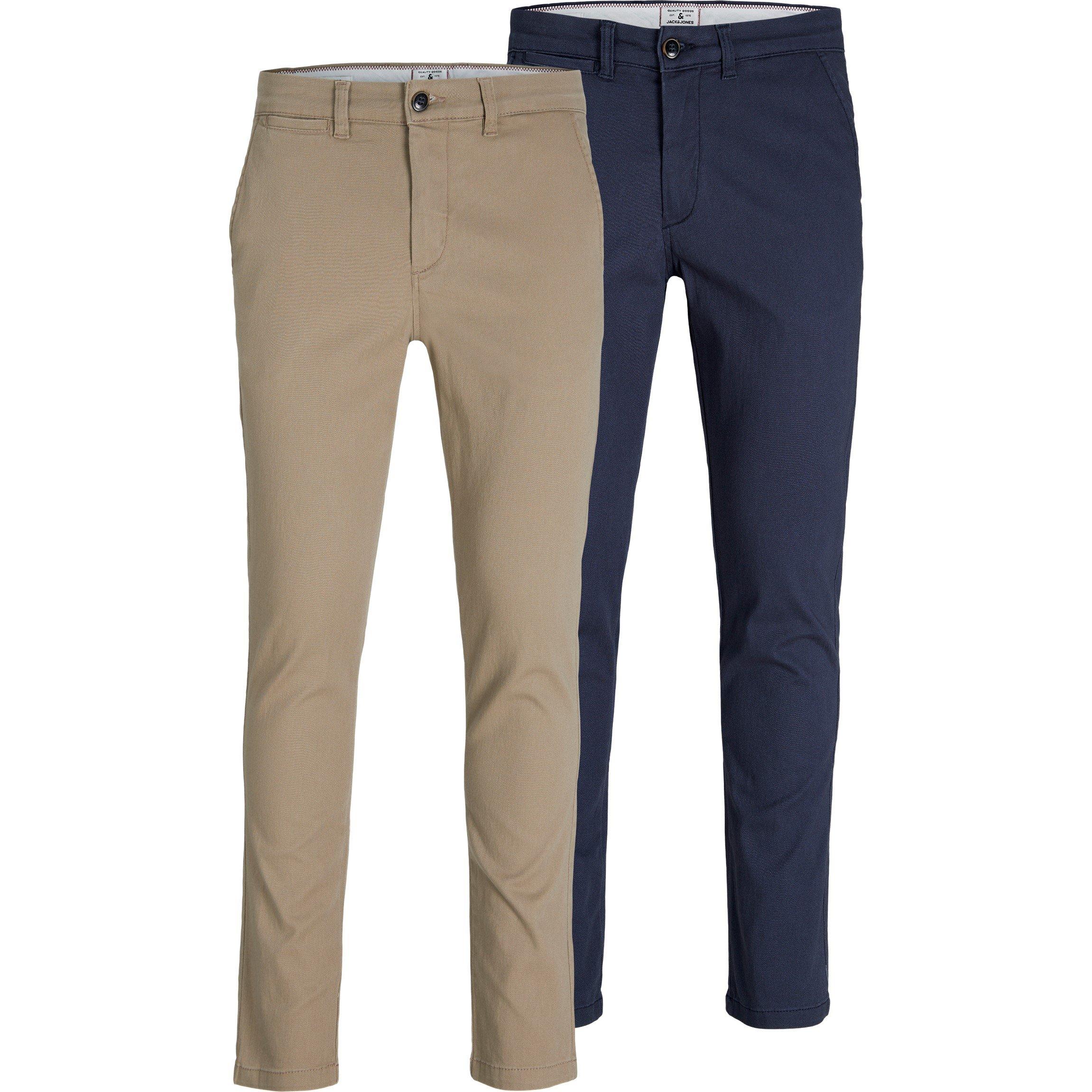 Beige/Marineblauw - Jack and Jones - 2-Pack Marco Chino Trouser Mens - 1