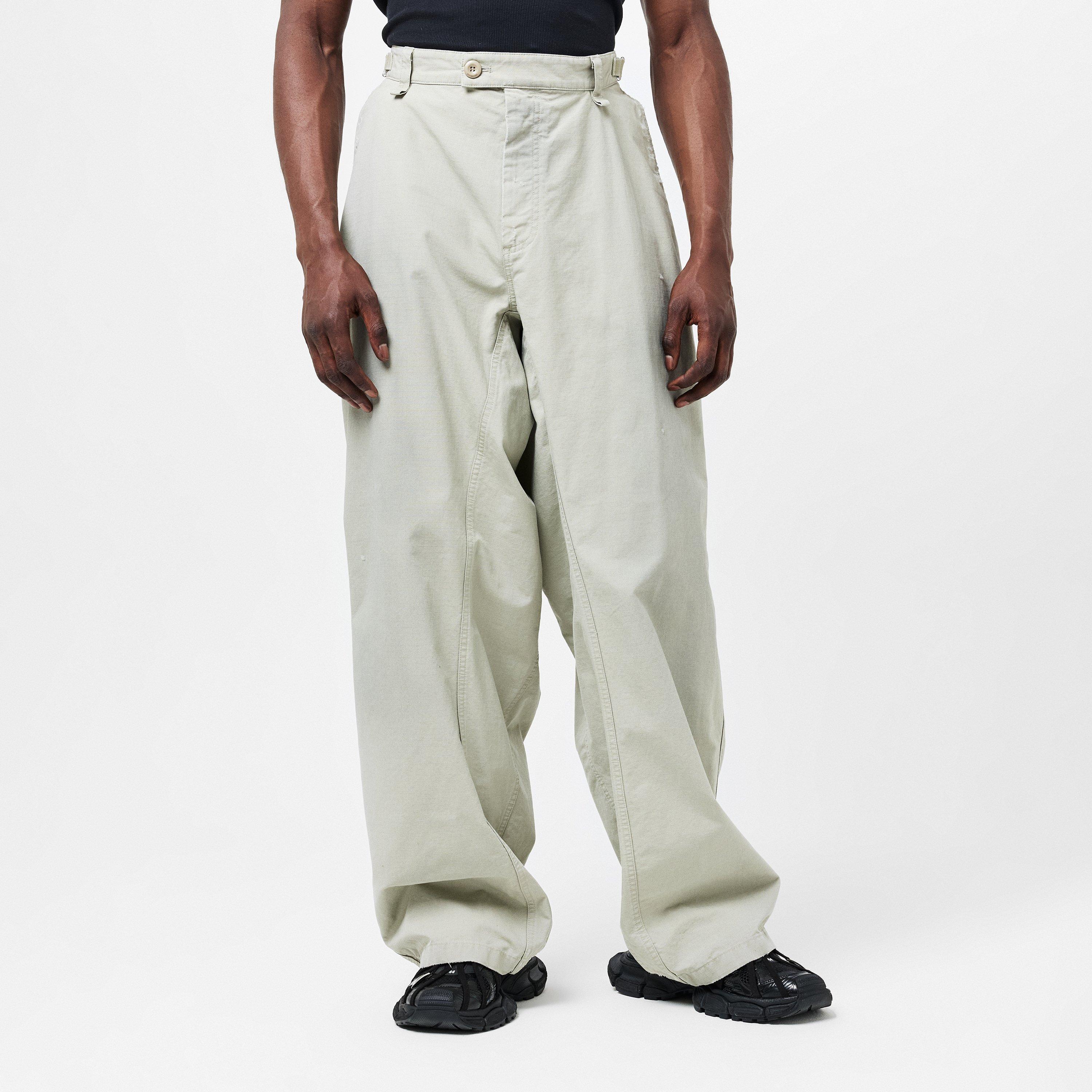 Military Beige - Balenciaga - Washed Wide Leg Utility Jeans - 3