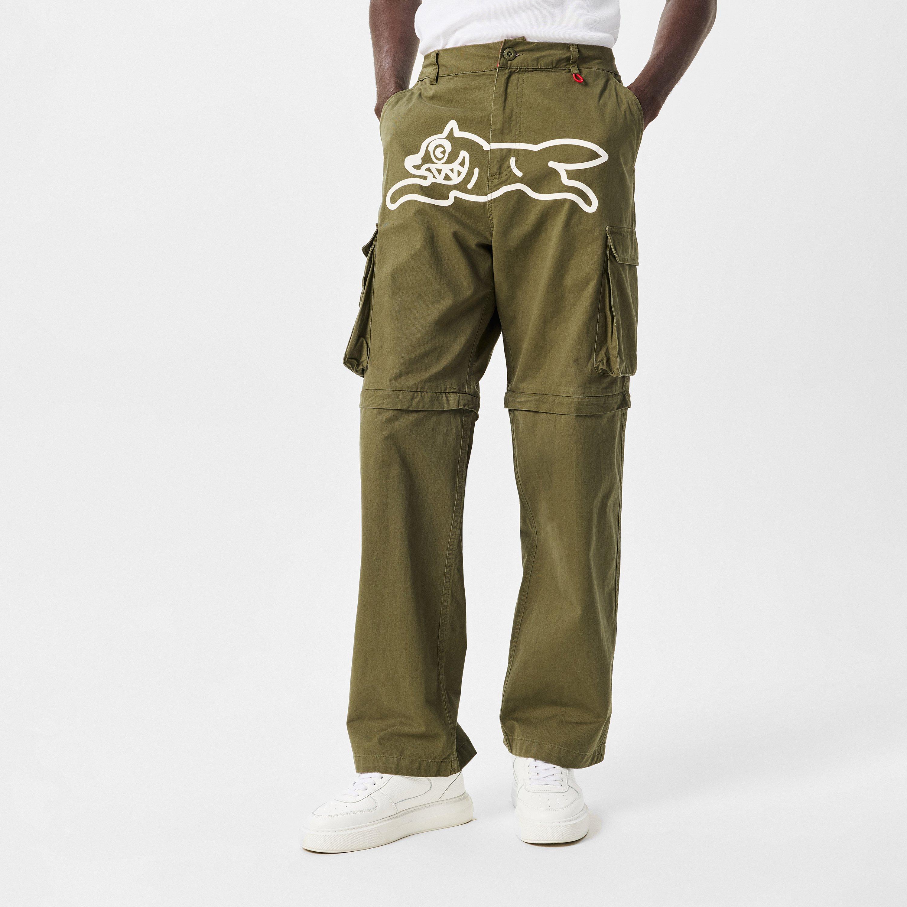 Khaki - ICECREAM - Men's Running Dog Cargo Trousers - 3