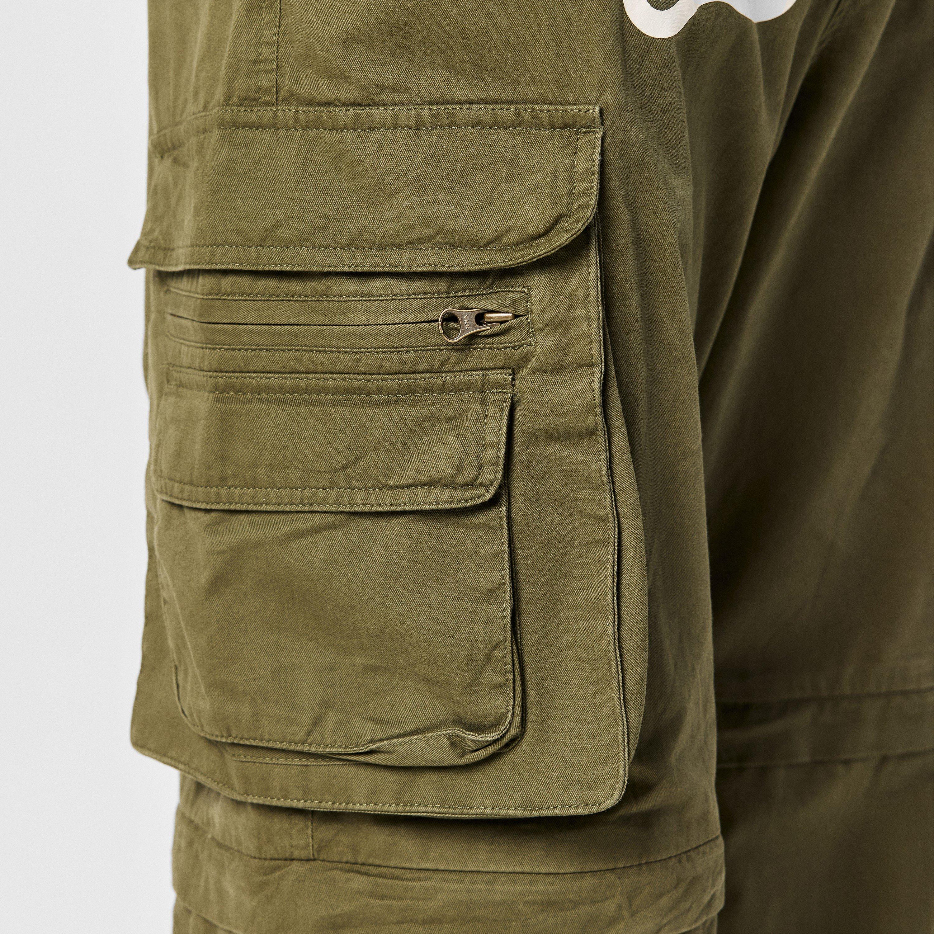 Khaki - ICECREAM - Men's Running Dog Cargo Trousers - 5