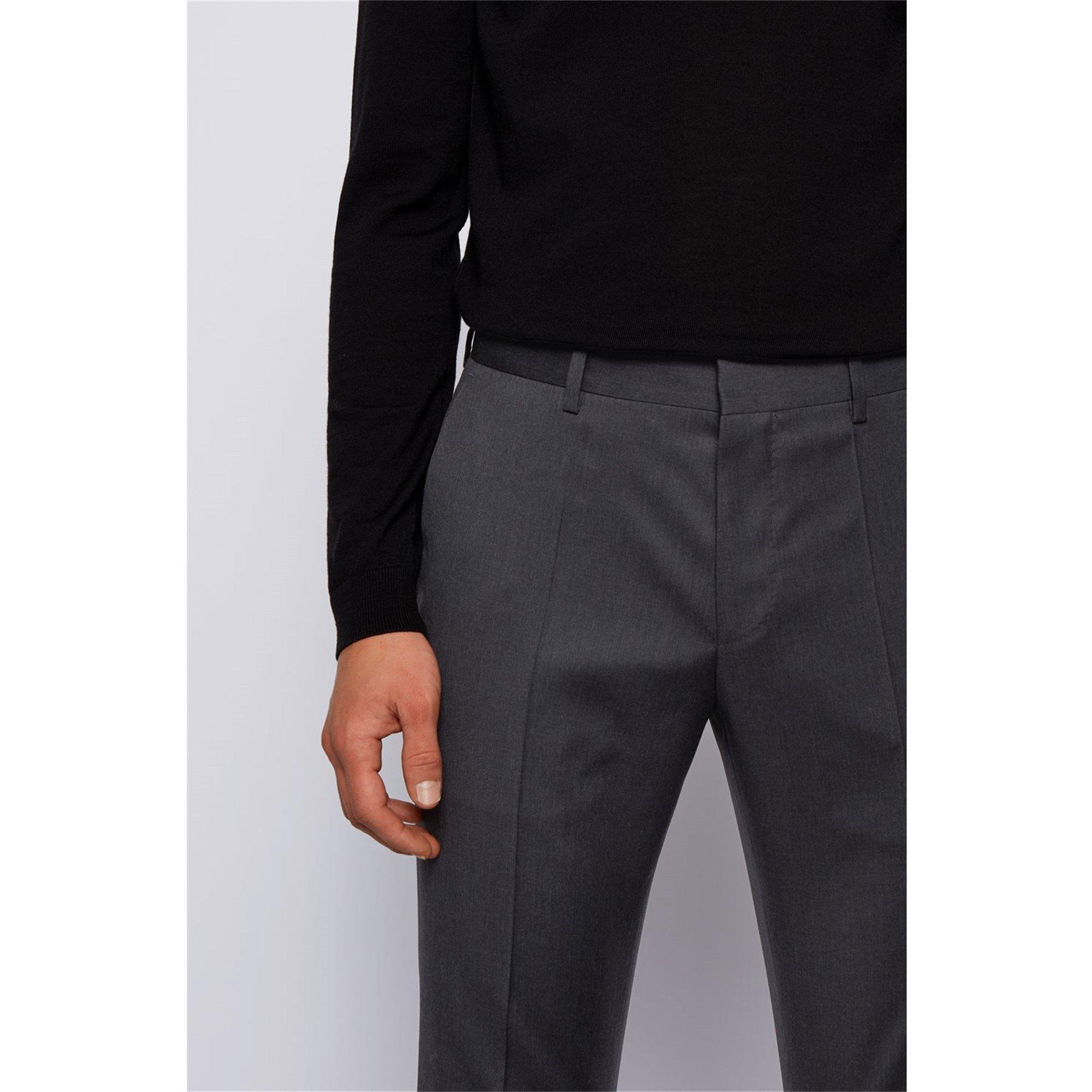 DGrey 021 - Boss - Men's Herringbone Twill Gibson Italian Wool Trousers - 4