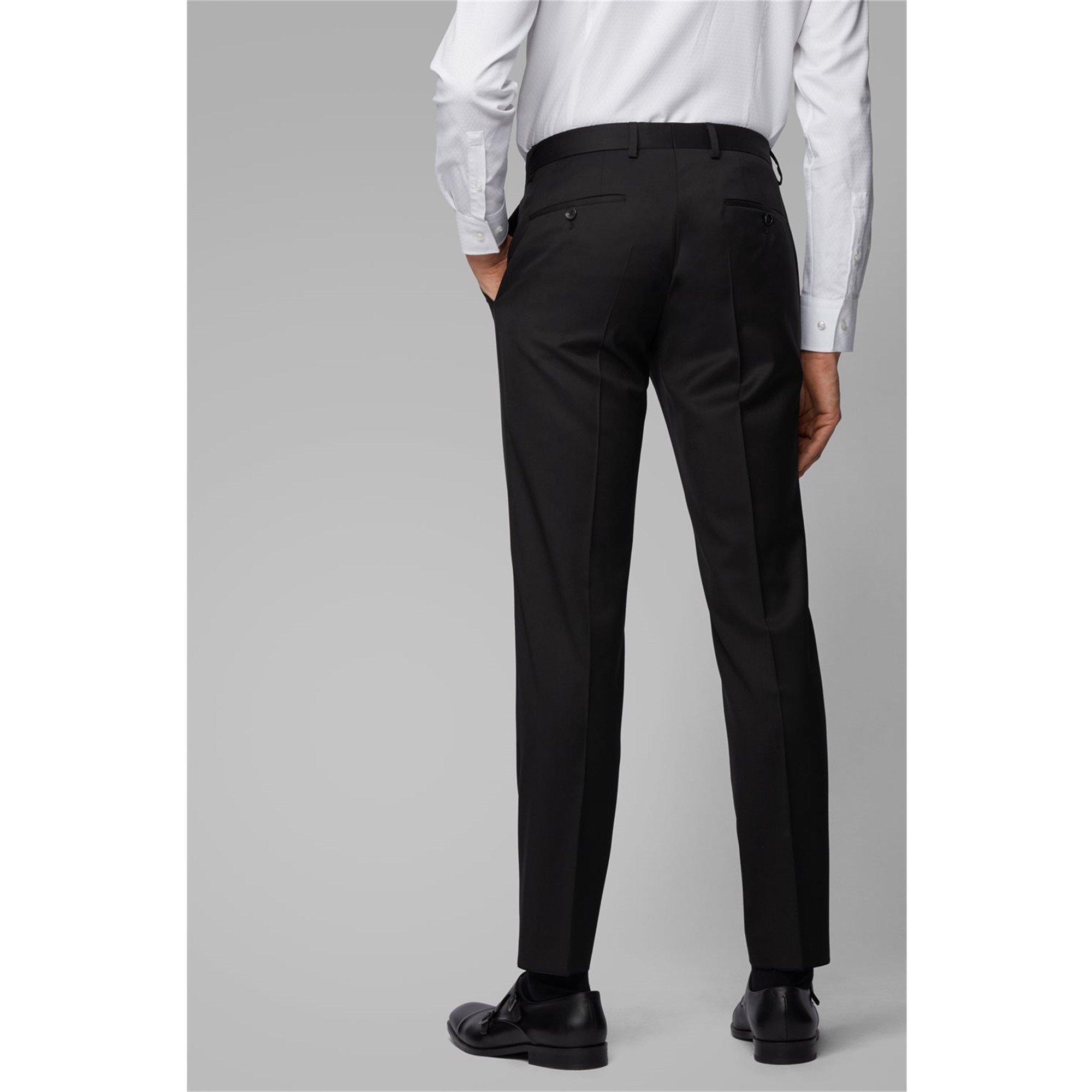 Black - Boss - Men's Herringbone Twill Gibson Italian Wool Trousers - 3