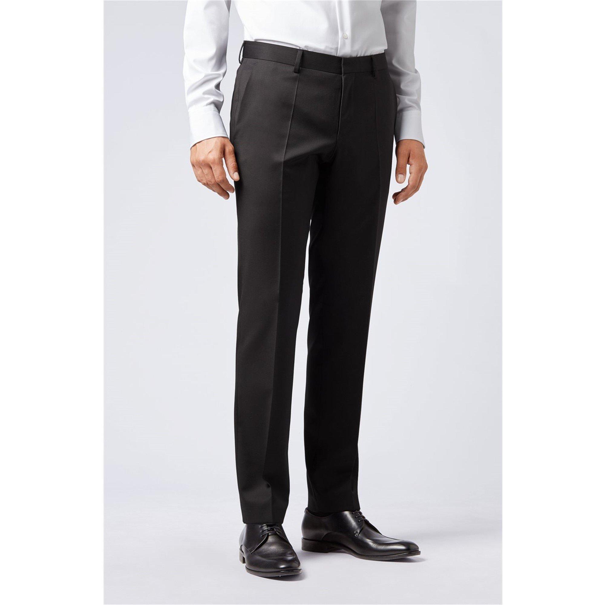 Black - Boss - Men's Herringbone Twill Gibson Italian Wool Trousers - 4