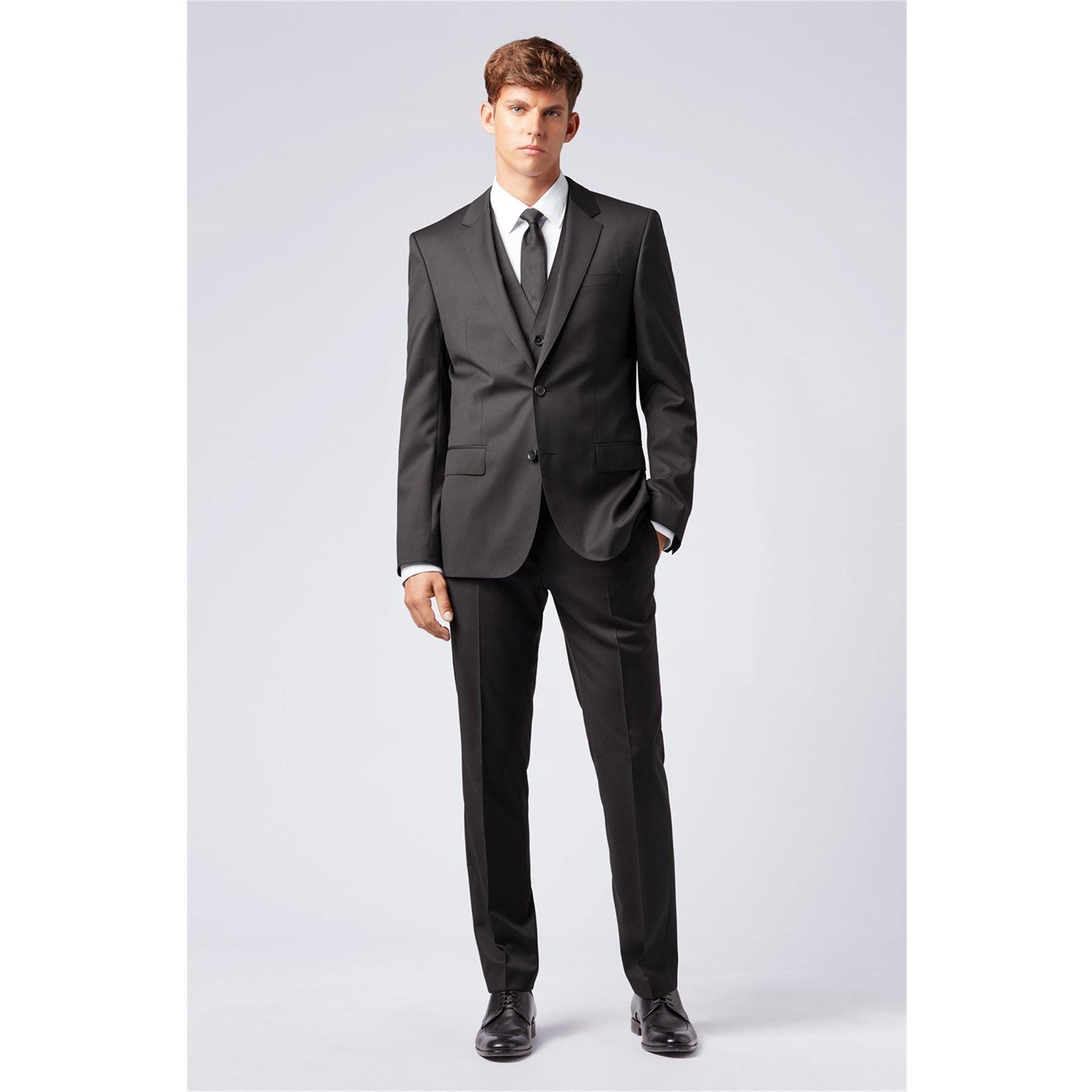 Black - Boss - Men's Herringbone Twill Gibson Italian Wool Trousers - 5