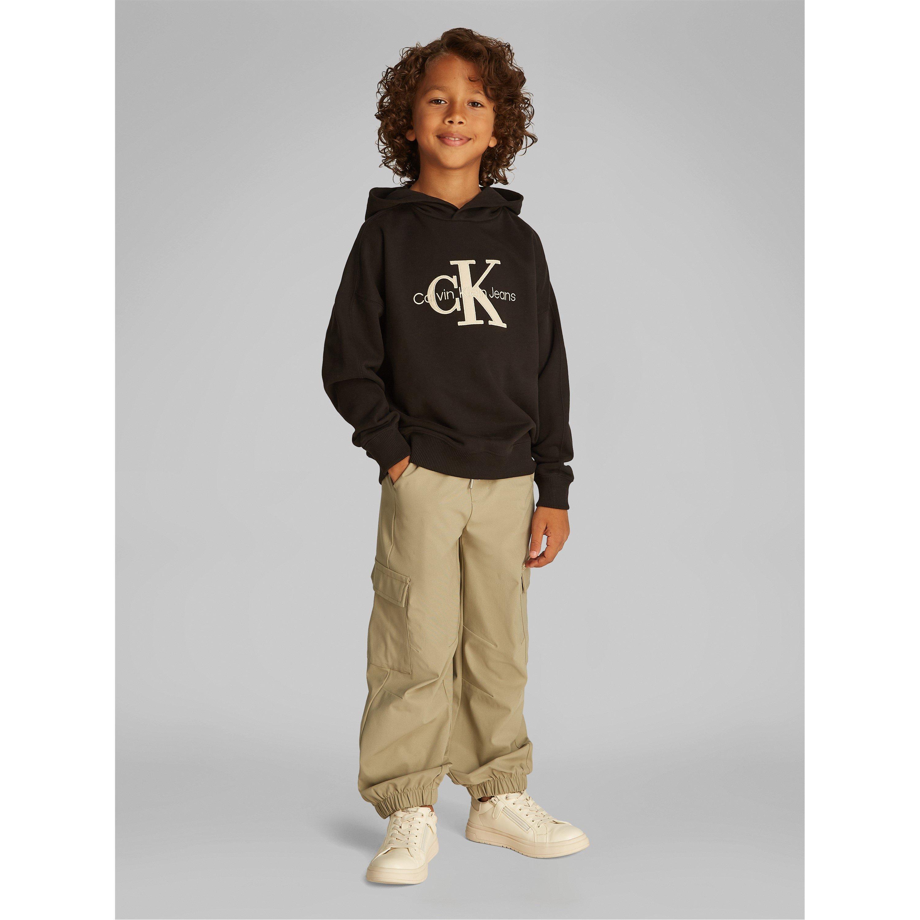 CK Black BEH - Calvin Klein Jeans - Kids' Ottoman Applique Pull Over Hoodie - 1