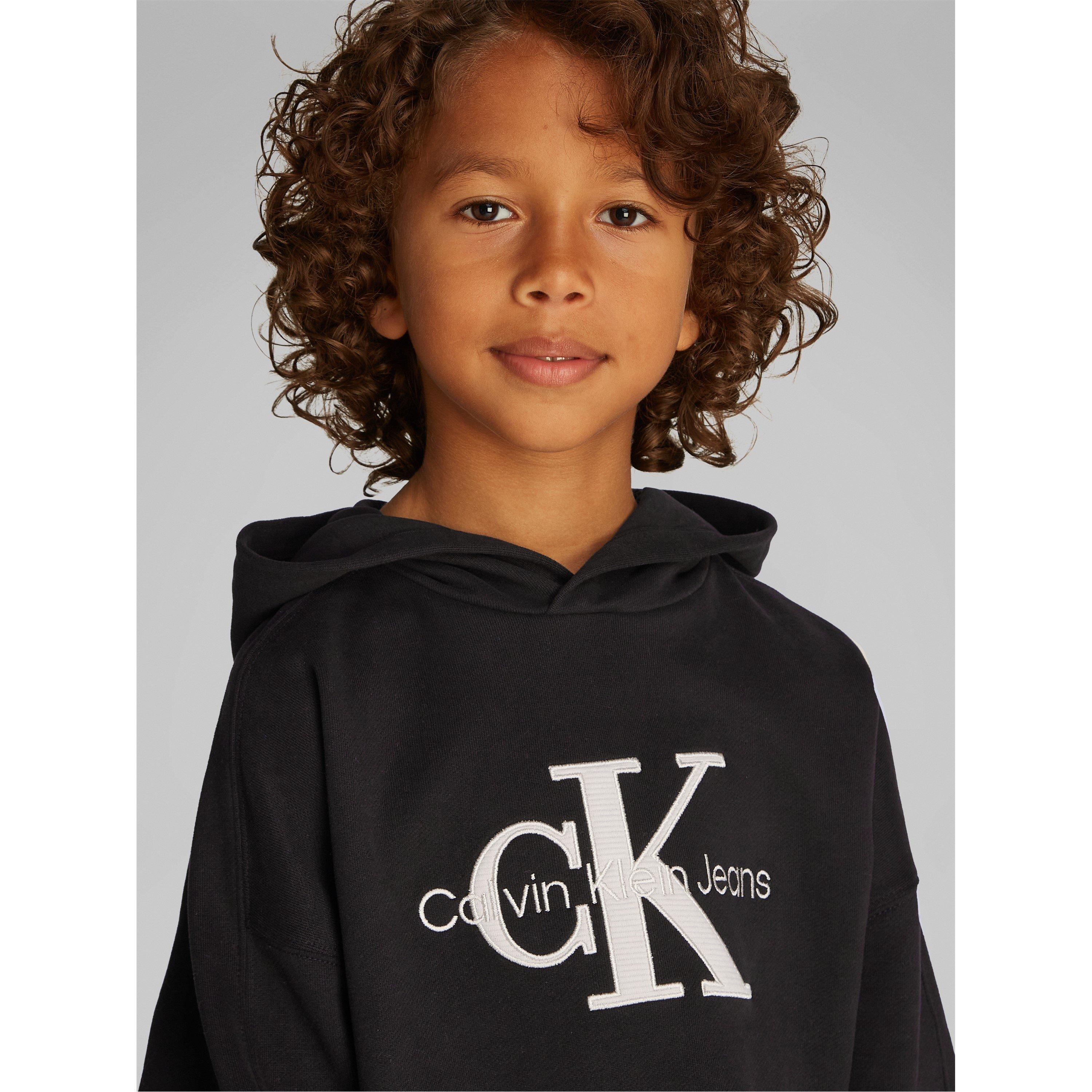 CK Black BEH - Calvin Klein Jeans - Kids' Ottoman Mono Applique Hoodie - 2