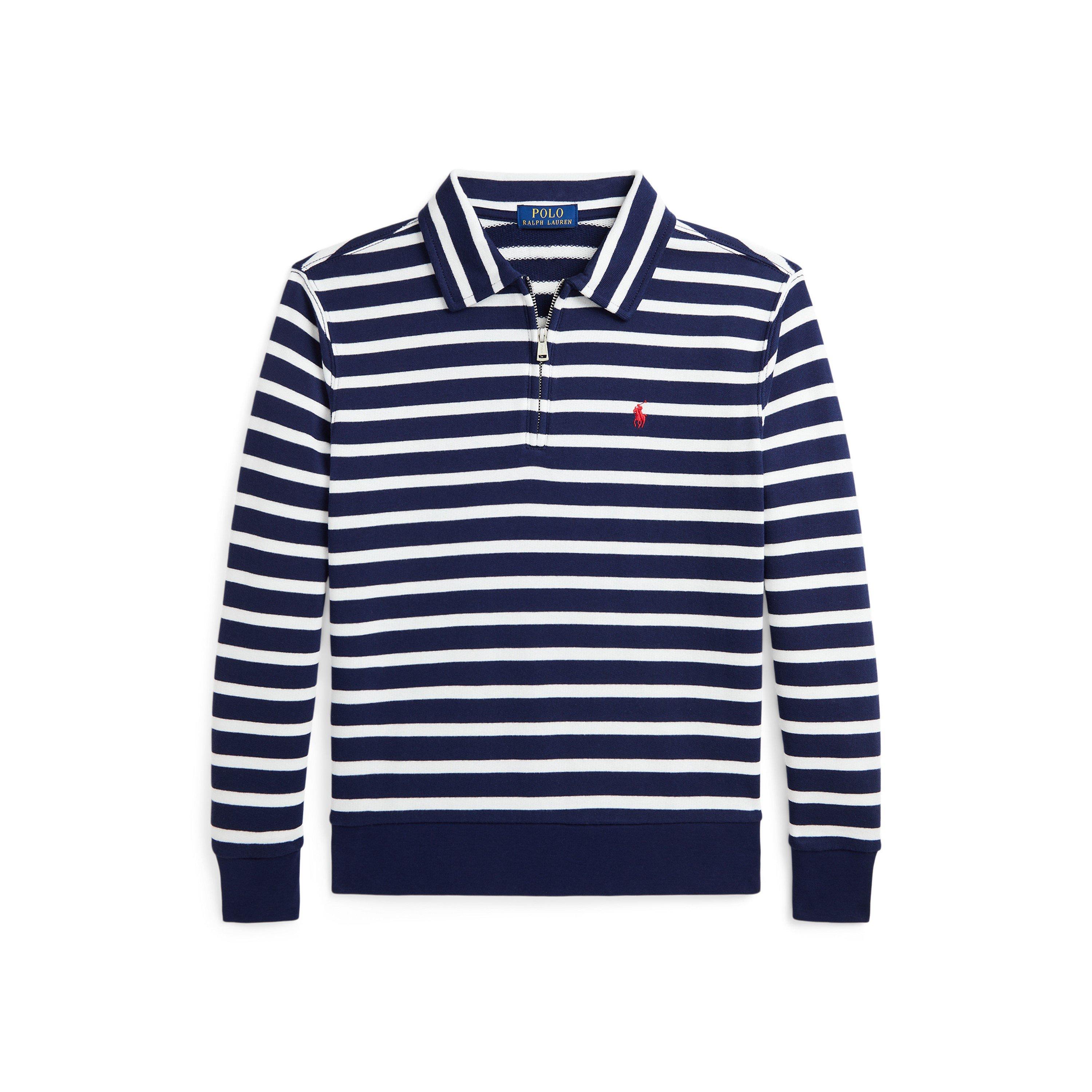 Polo Ralph Lauren  Newport Navy Stripe 1/4 Zip Polo Top Juniors - 6Y
