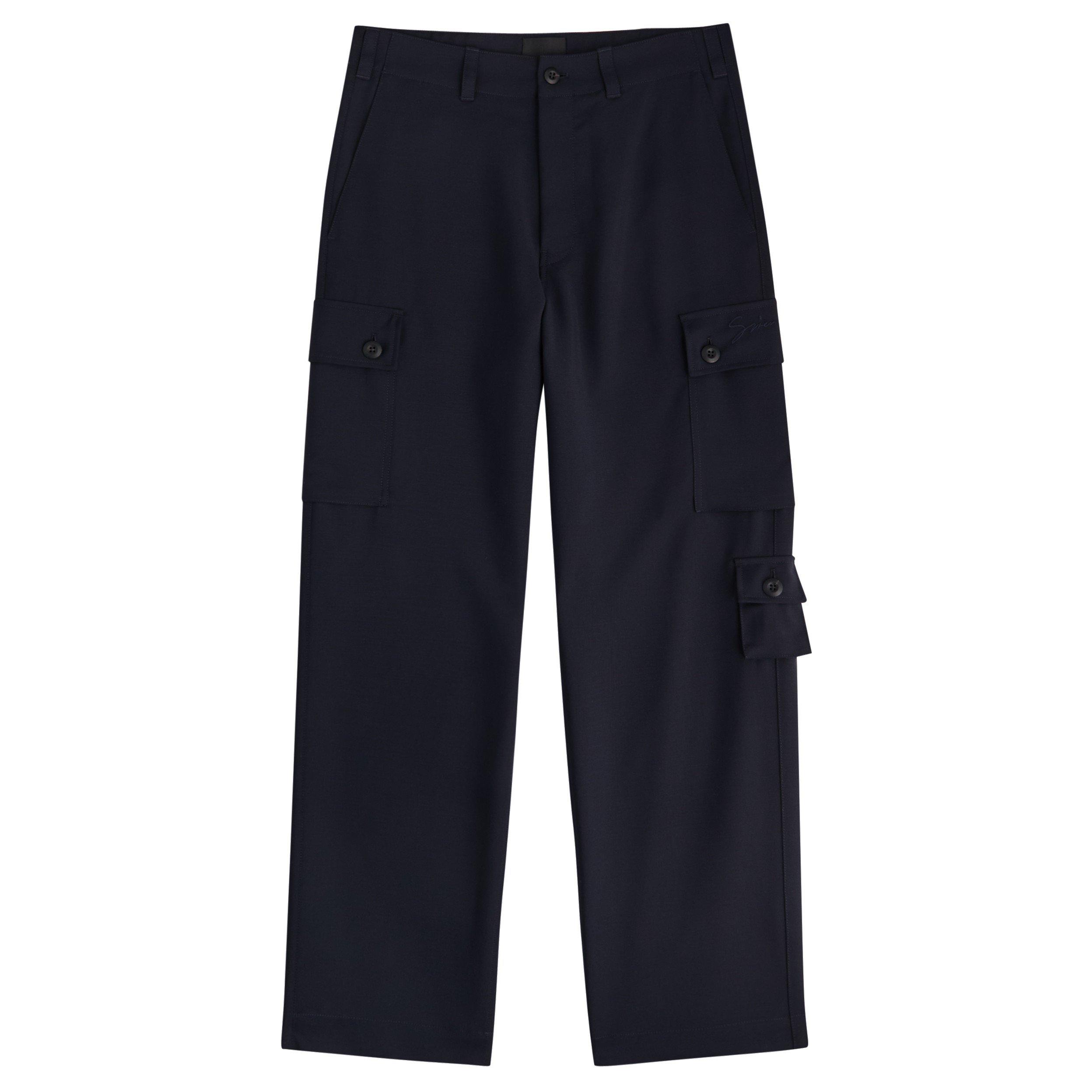 BLUE - GIVENCHY - Men's Wool Mohair Straight-Leg Cargo Trousers