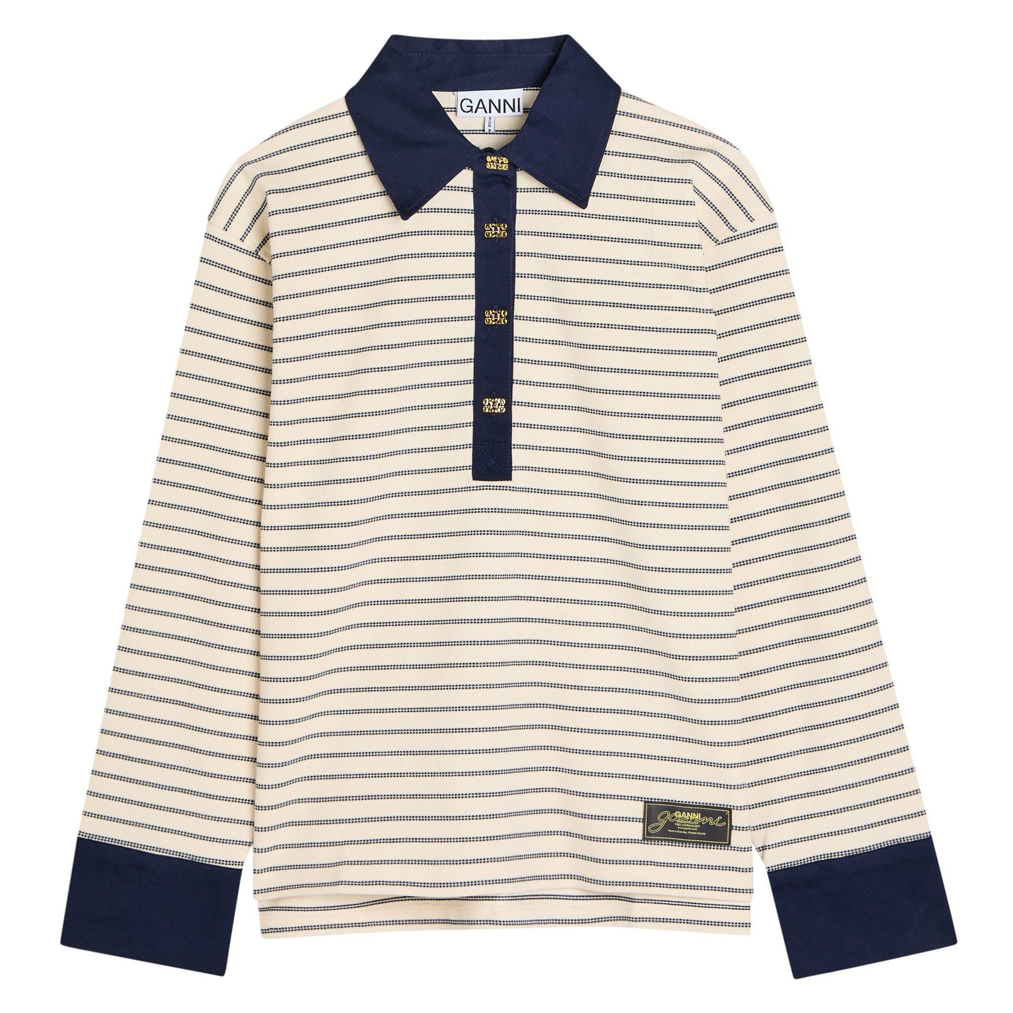BEIGE AND OTHER - Ganni - TS SINGLE JERSEY POLO