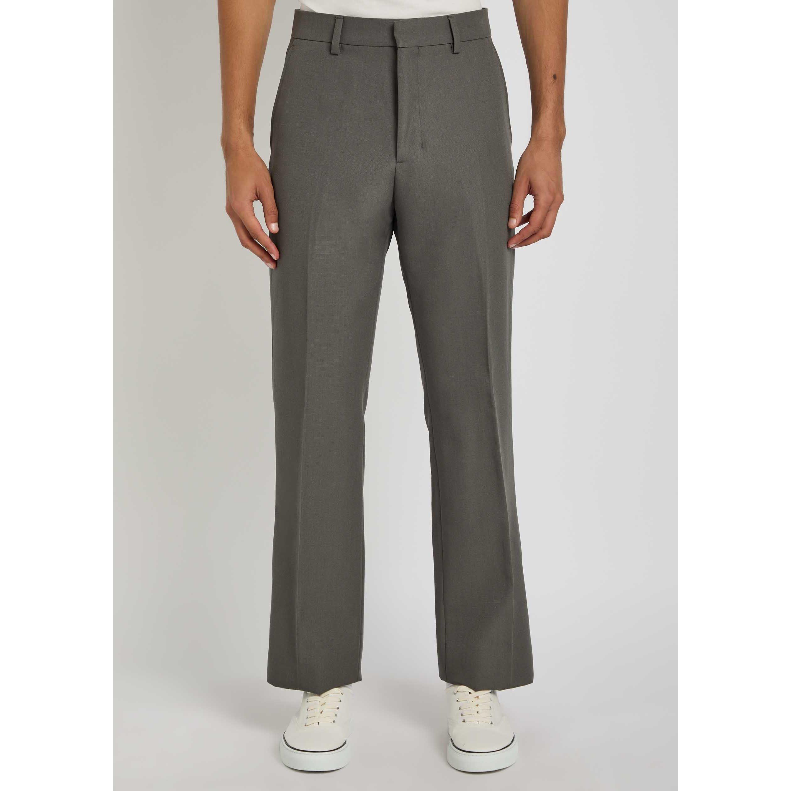 CHARCOAL - AMI Paris - Men's Wool Straight Leg Trousers - 2