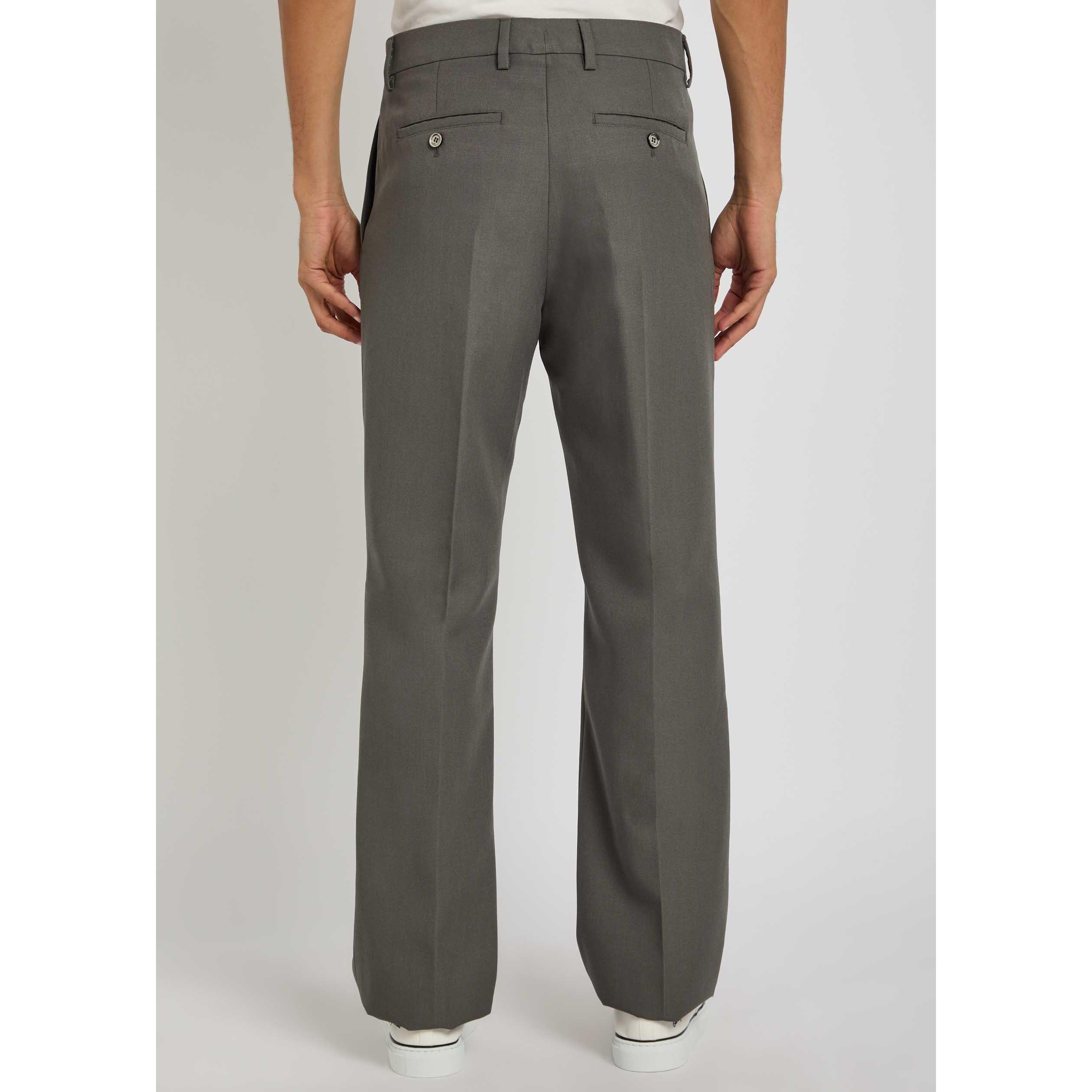 CHARCOAL - AMI Paris - Men's Wool Straight Leg Trousers - 3