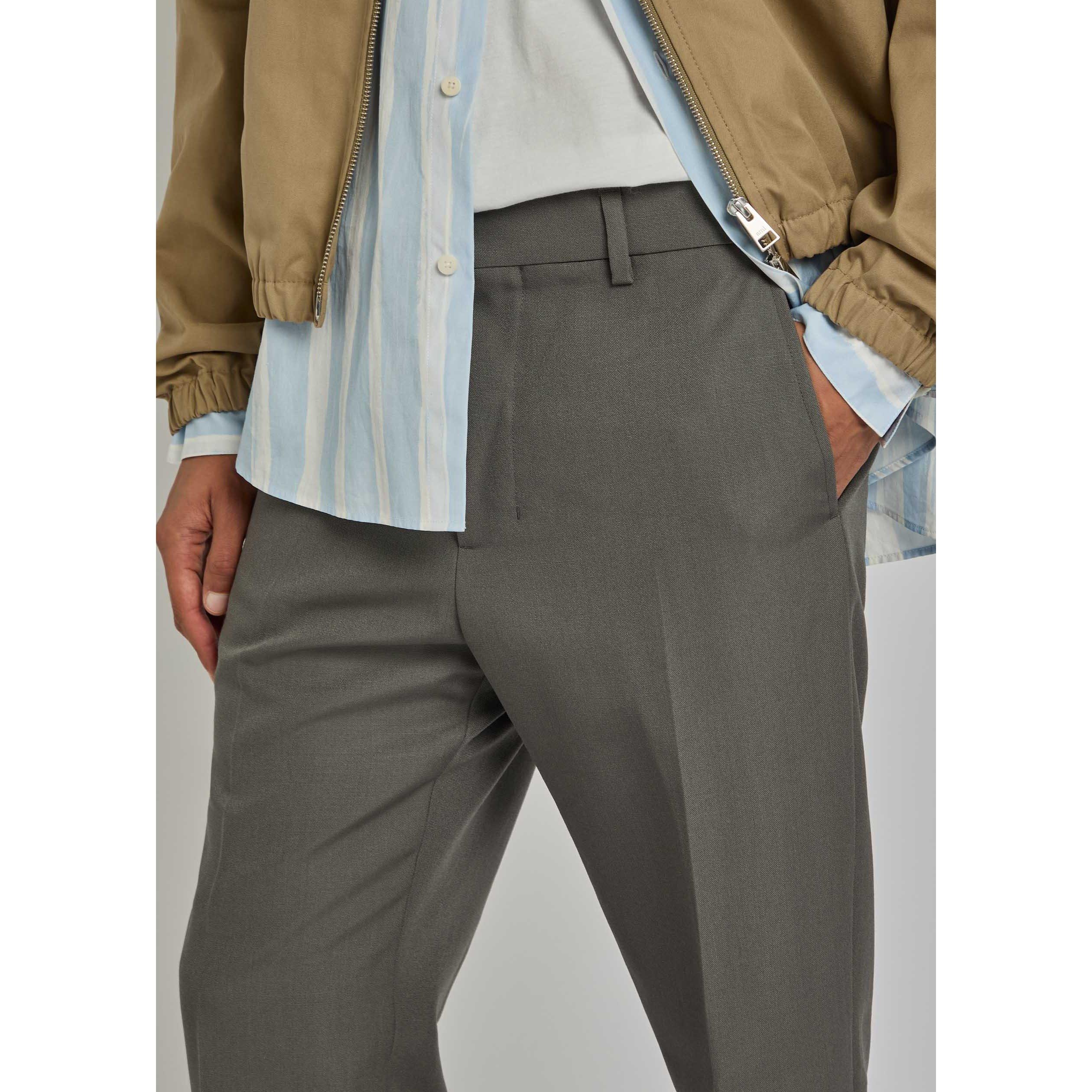 CHARCOAL - AMI Paris - Men's Wool Straight Leg Trousers - 4