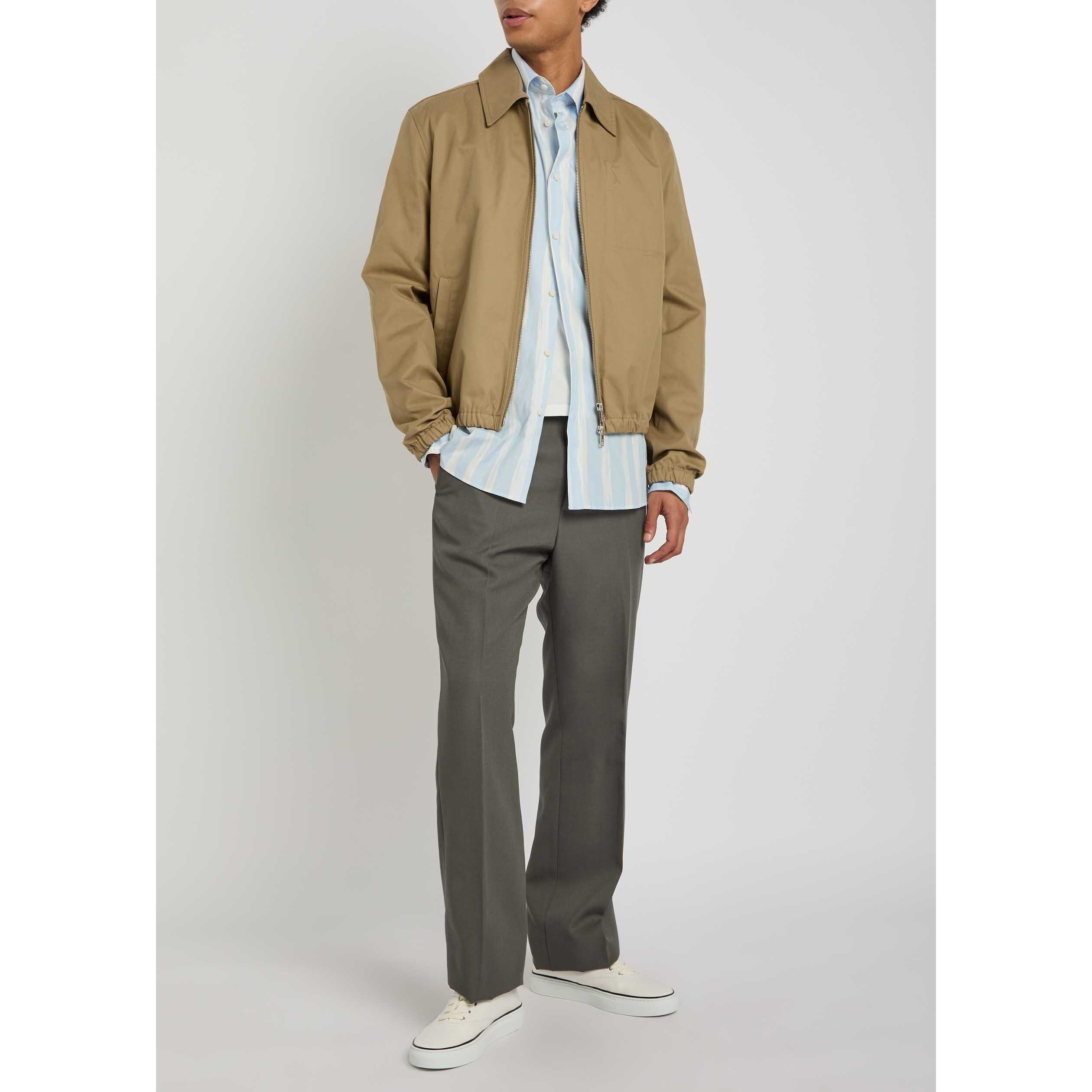 CHARCOAL - AMI Paris - Men's Wool Straight Leg Trousers - 5