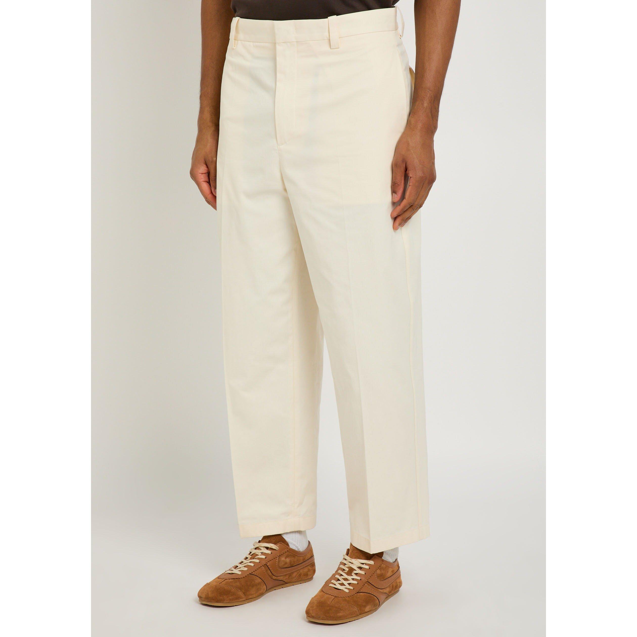 OFF WHITE - Jil Sander - Men's Wool-Blend Check Straight Trousers - 2