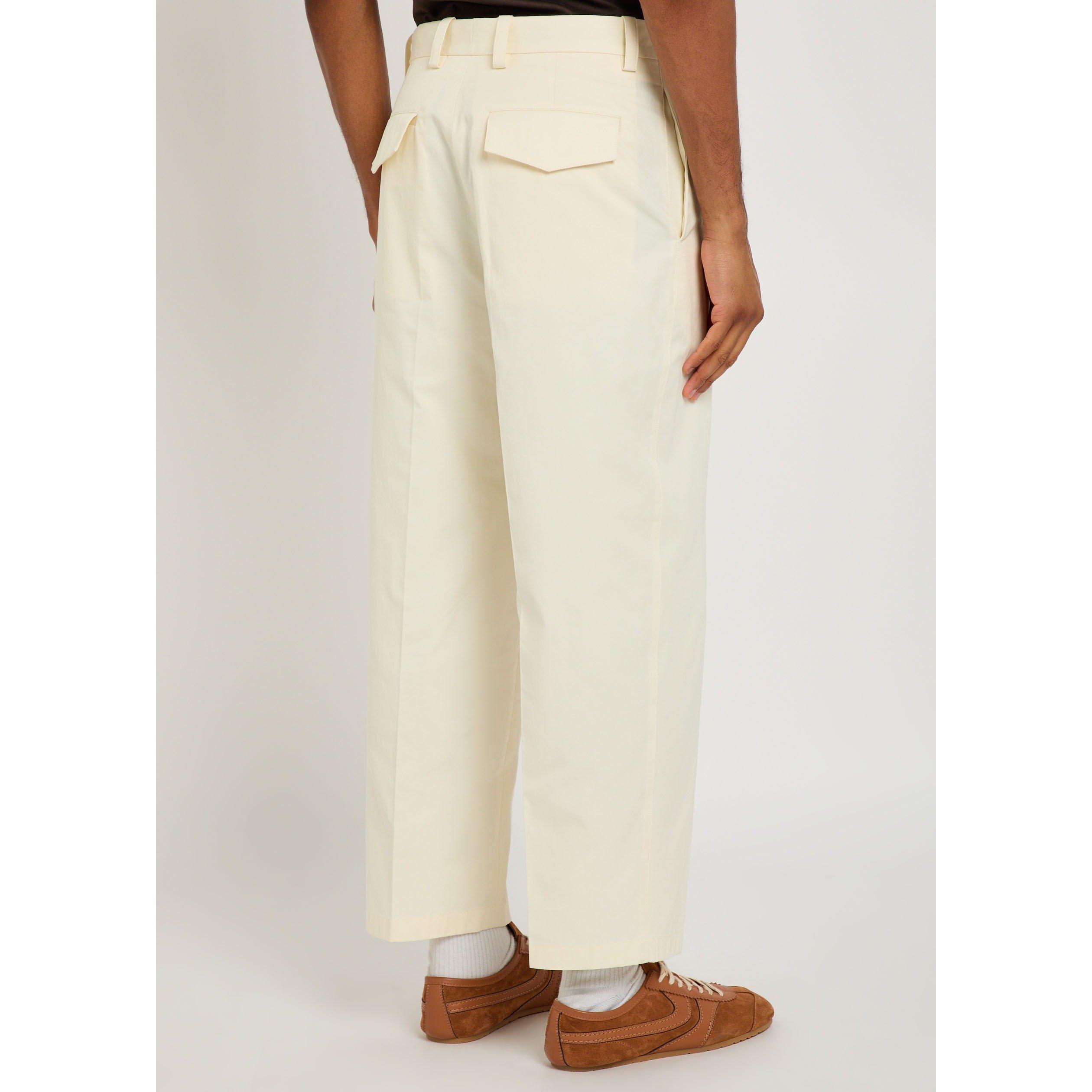 OFF WHITE - Jil Sander - Men's Wool-Blend Check Straight Trousers - 3