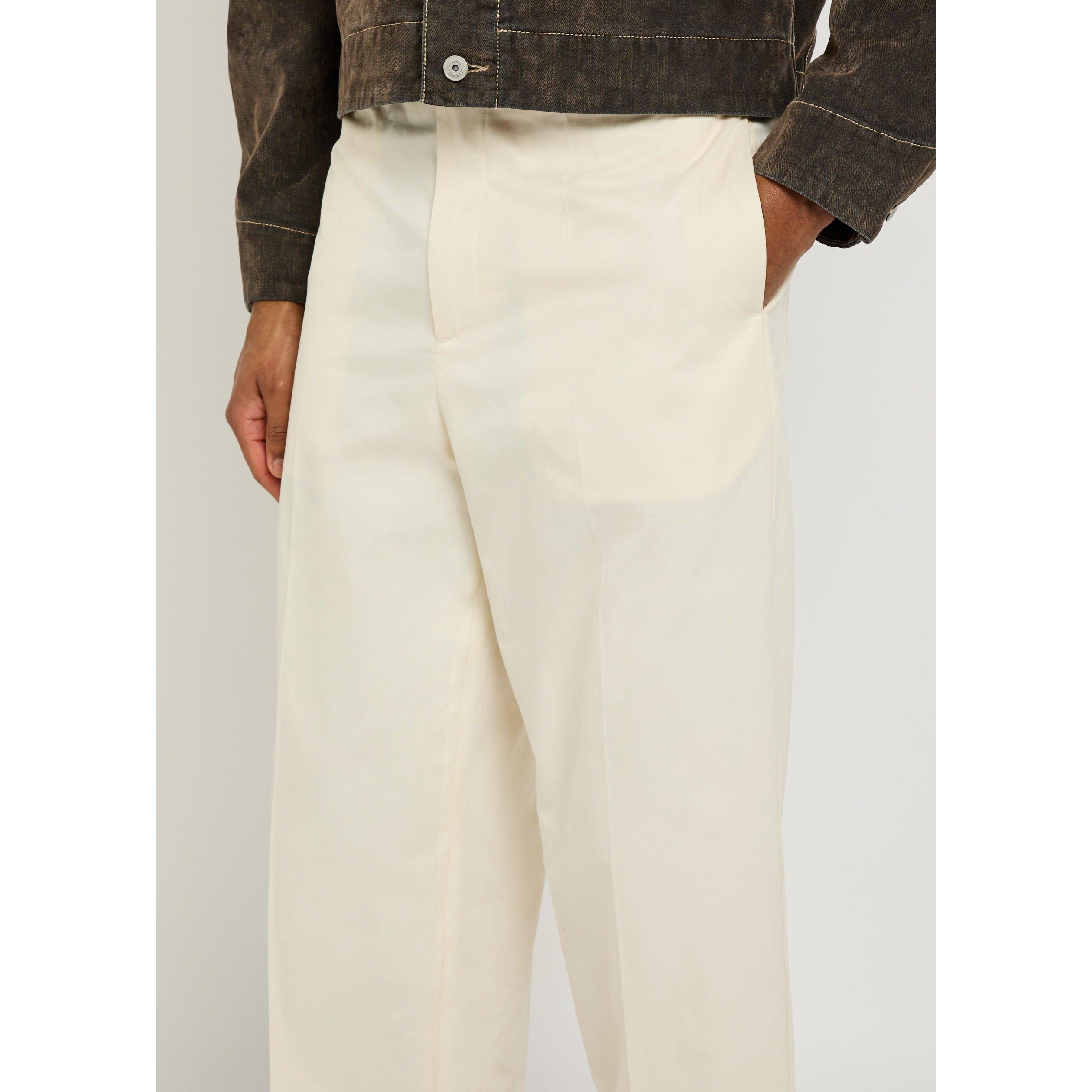 OFF WHITE - Jil Sander - Men's Wool-Blend Check Straight Trousers - 4