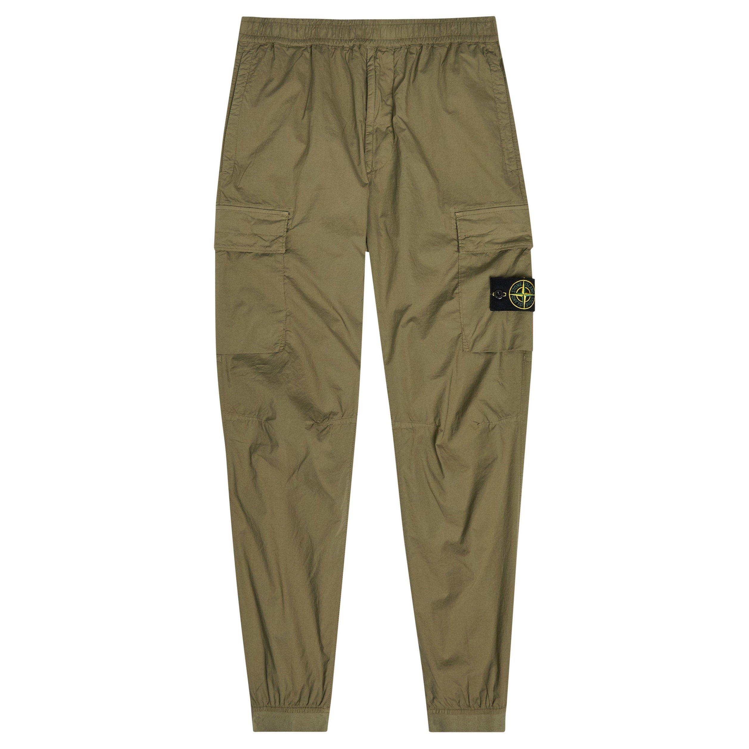 GREEN - Stone Island - Men's Classic Badge Stretch Cotton Cargo Trousers