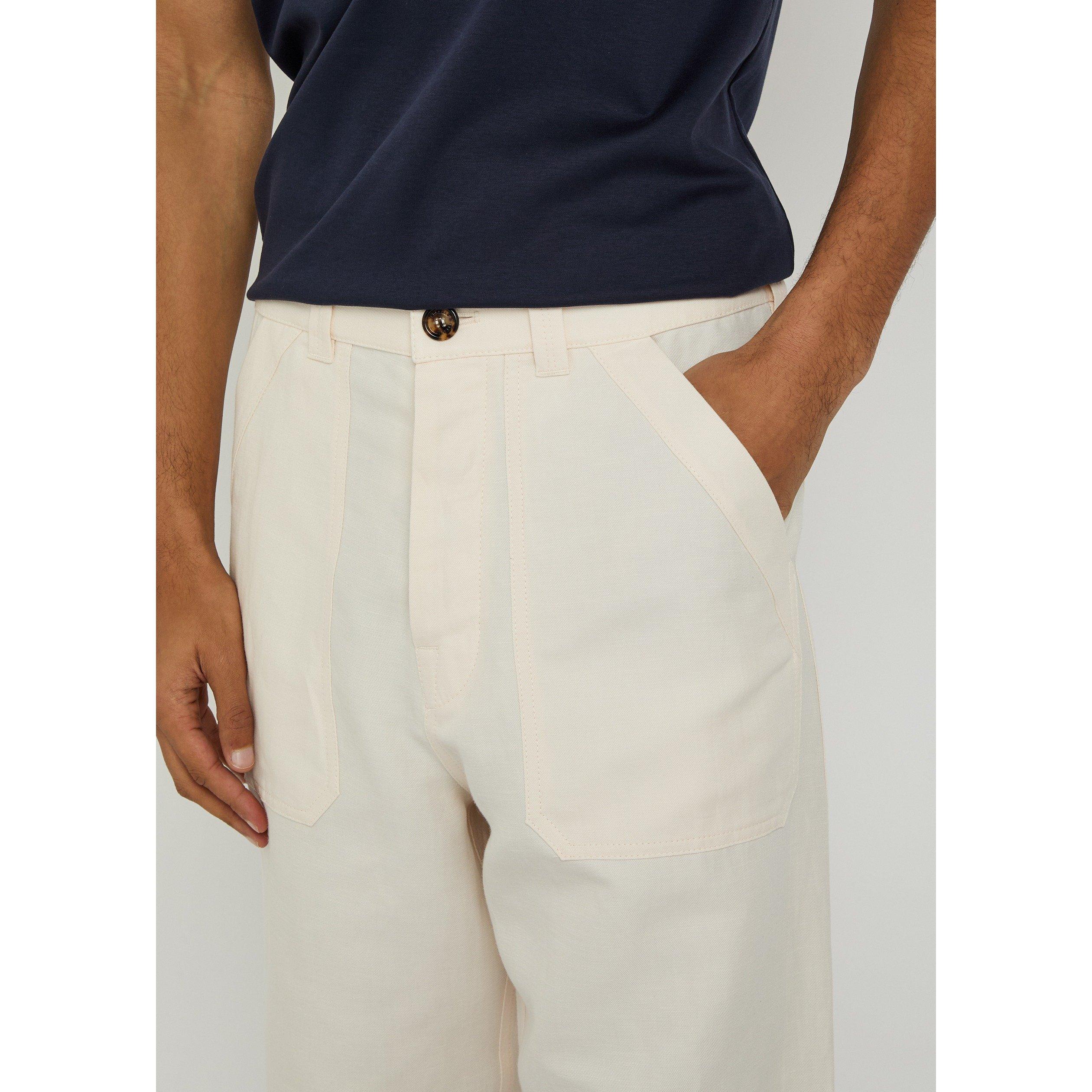 OFF WHITE - Brunello Cucinelli - Men's Cargo Linen Cotton-Blend Straight-Leg Trousers - 4
