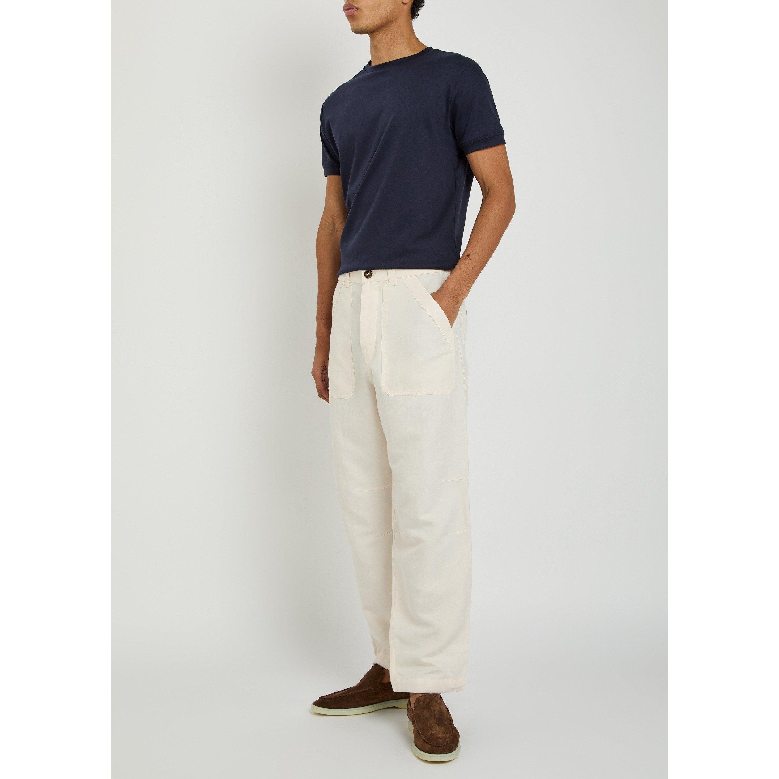 OFF WHITE - Brunello Cucinelli - Men's Cargo Linen Cotton-Blend Straight-Leg Trousers - 5