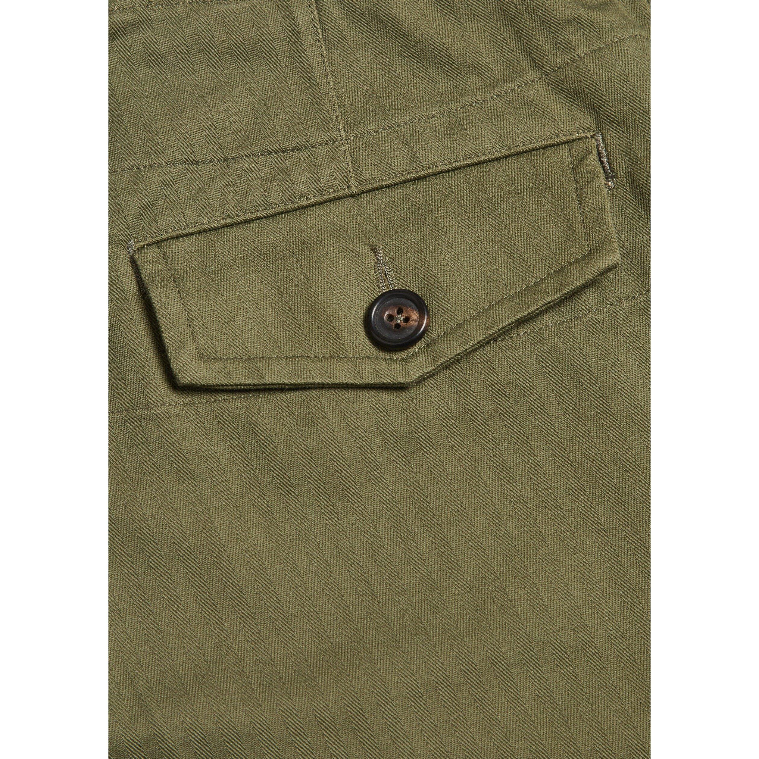KHAKI - Drakes - Men's Cotton Herringbone Wide-Leg Chinos - 4