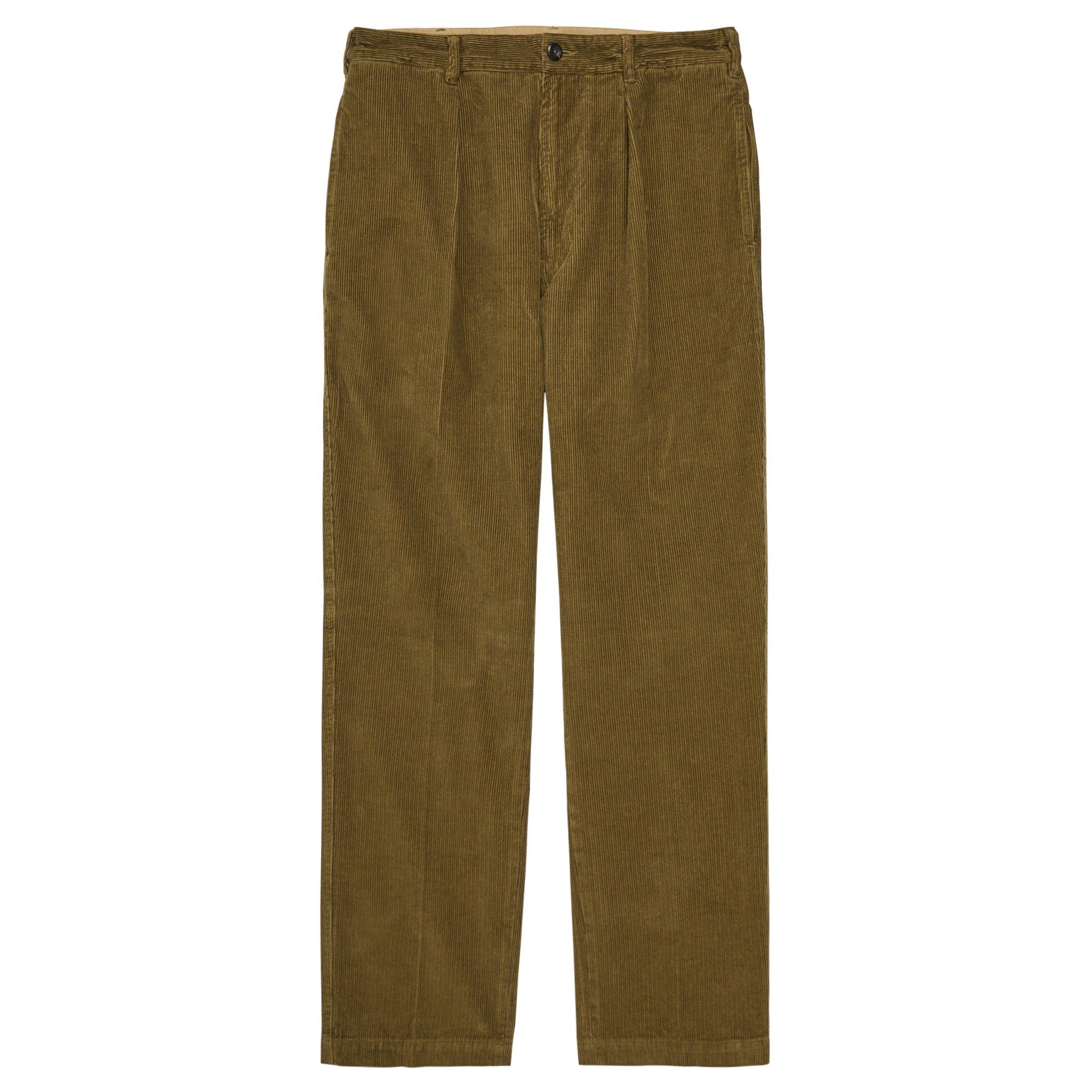 KHAKI - Drakes - Men's Field Cotton Corduroy Trousers - 1