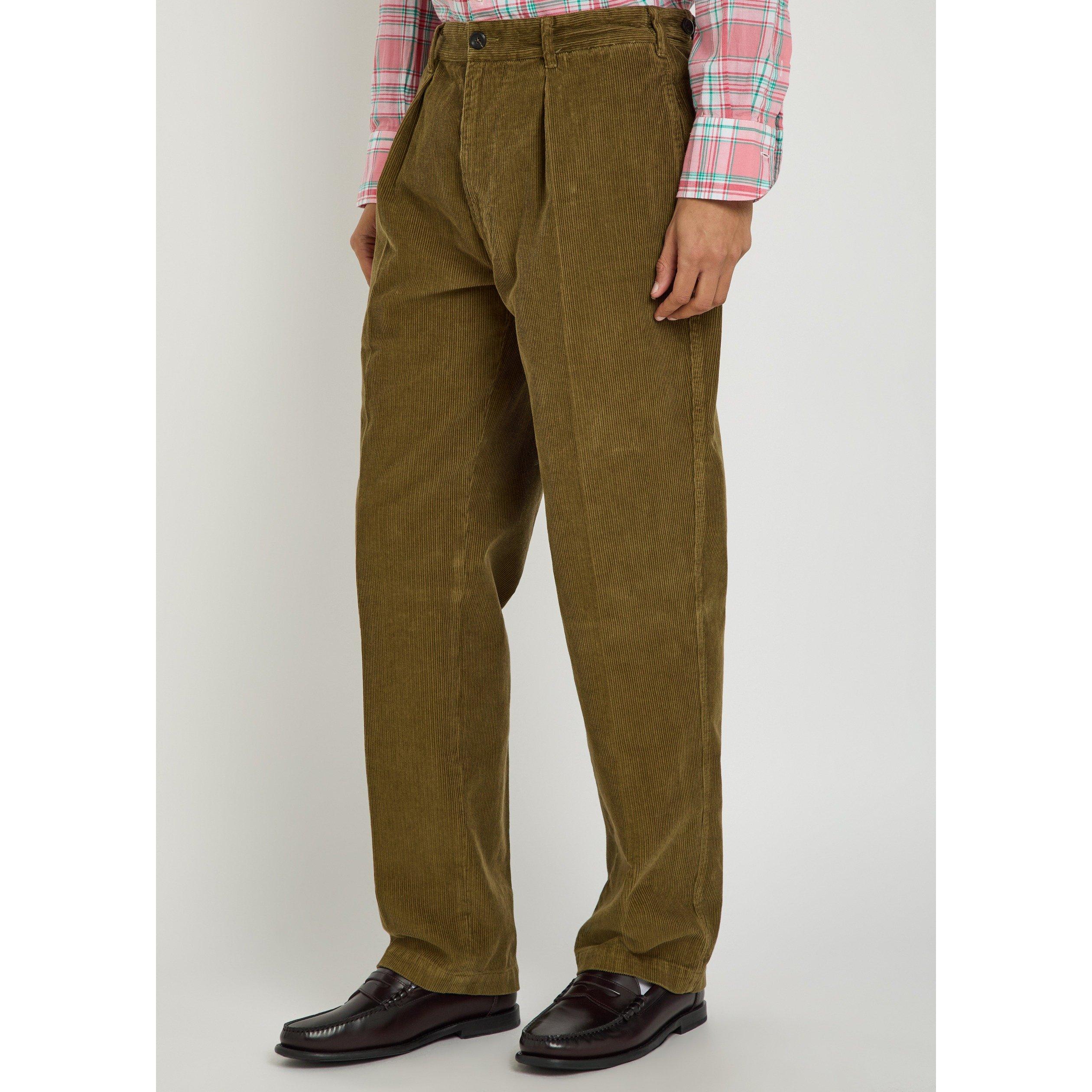 KHAKI - Drakes - Men's Field Cotton Corduroy Trousers - 2