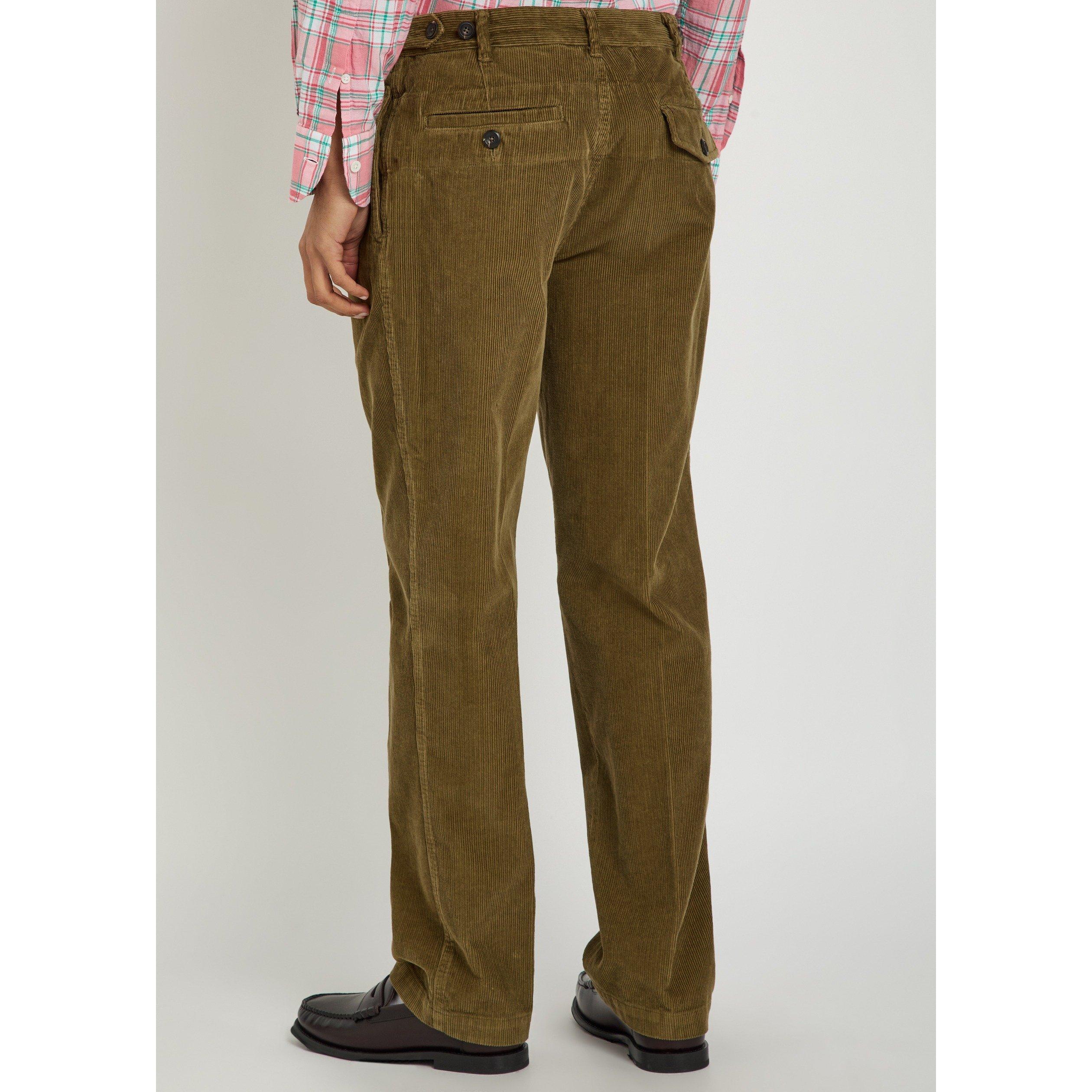 KHAKI - Drakes - Men's Field Cotton Corduroy Trousers - 3