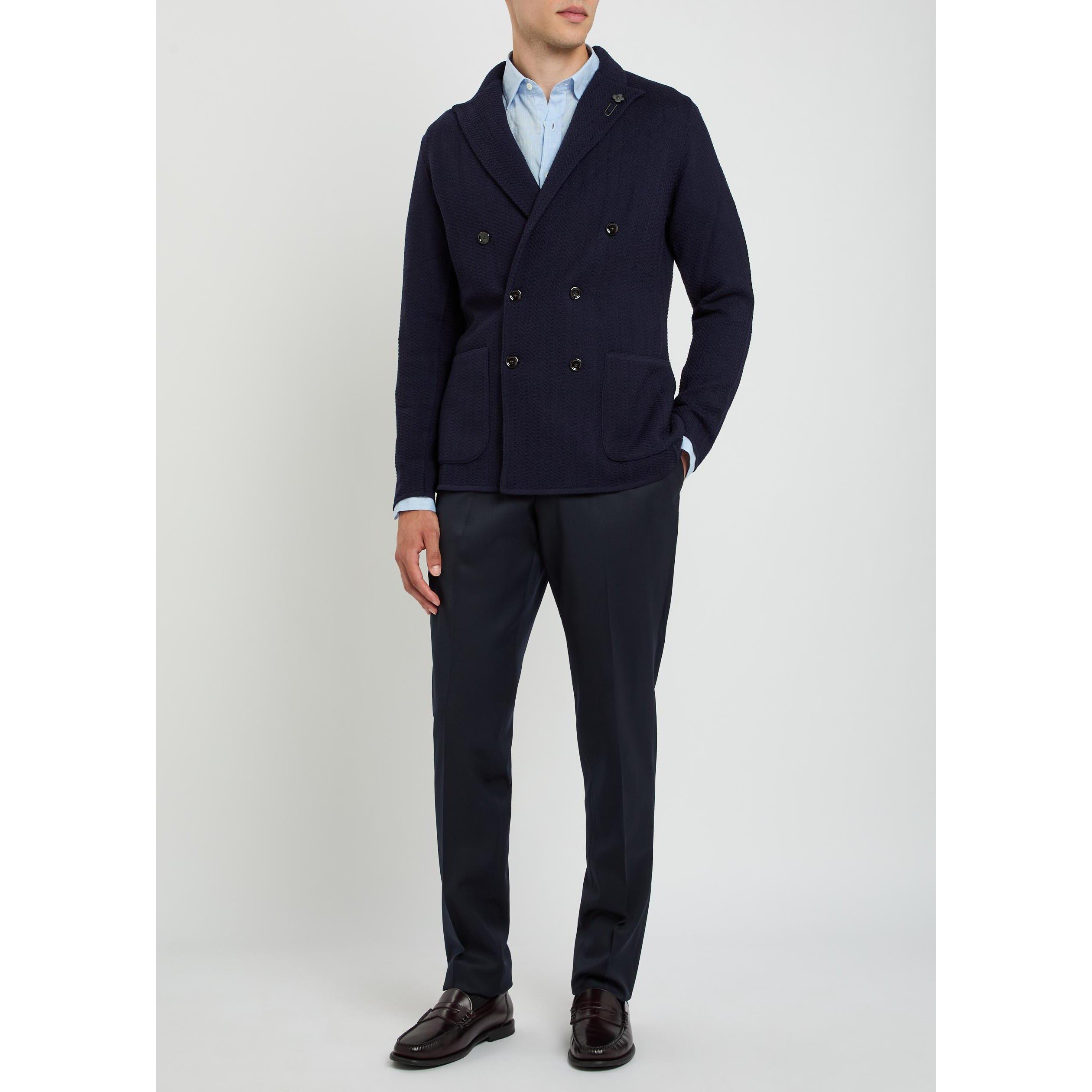NAVY - Lardini - Men's Wool Straight-Leg Trousers - 5
