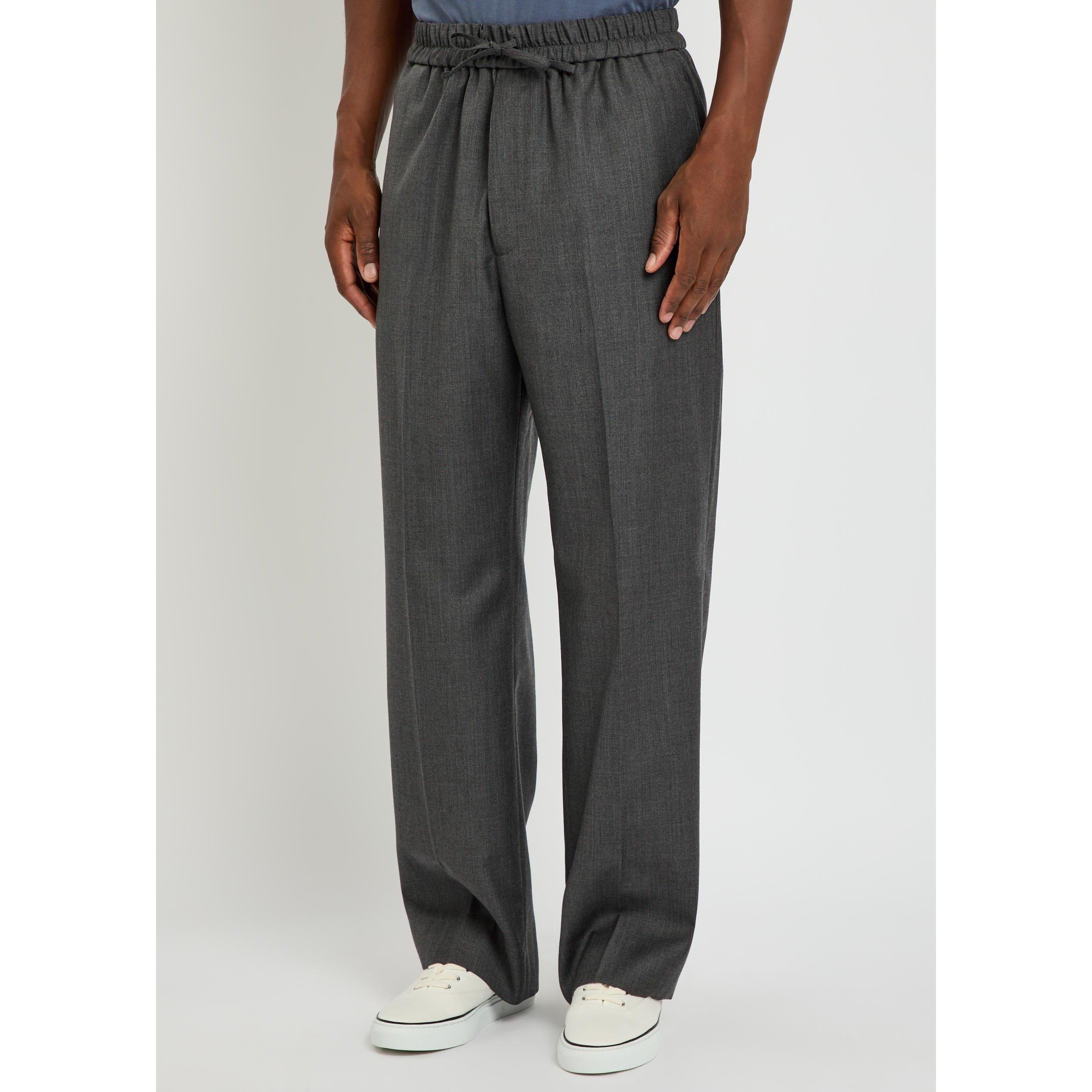 GREY - Officine Generale - Men's Nilson Wool Straight Leg Trousers - 2