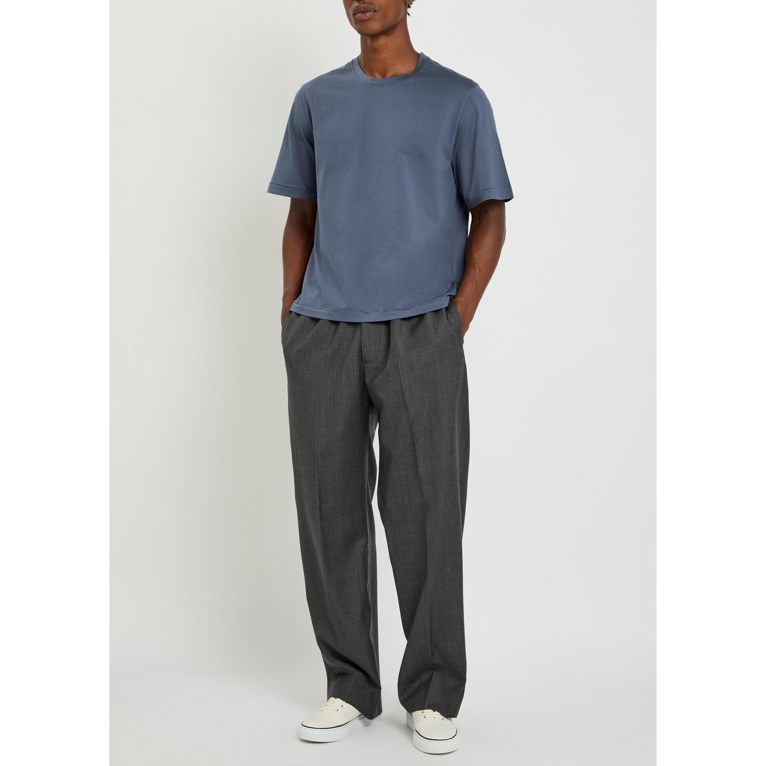 GREY - Officine Generale - Men's Nilson Wool Straight Leg Trousers - 5