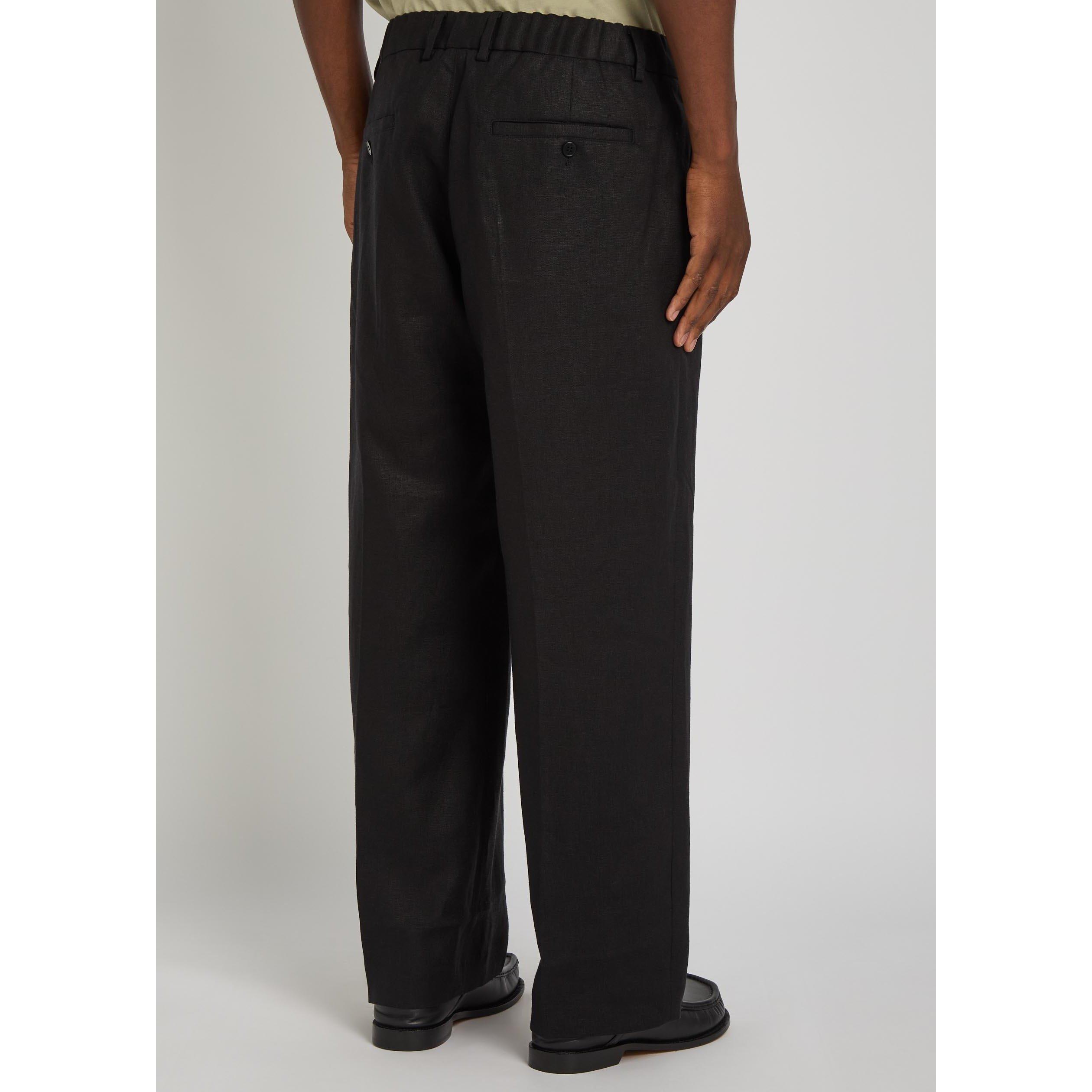 BLACK - NN07 - Men's Kay Linen Double Pleat Relaxed-Fit Straight Leg Trousers - 3