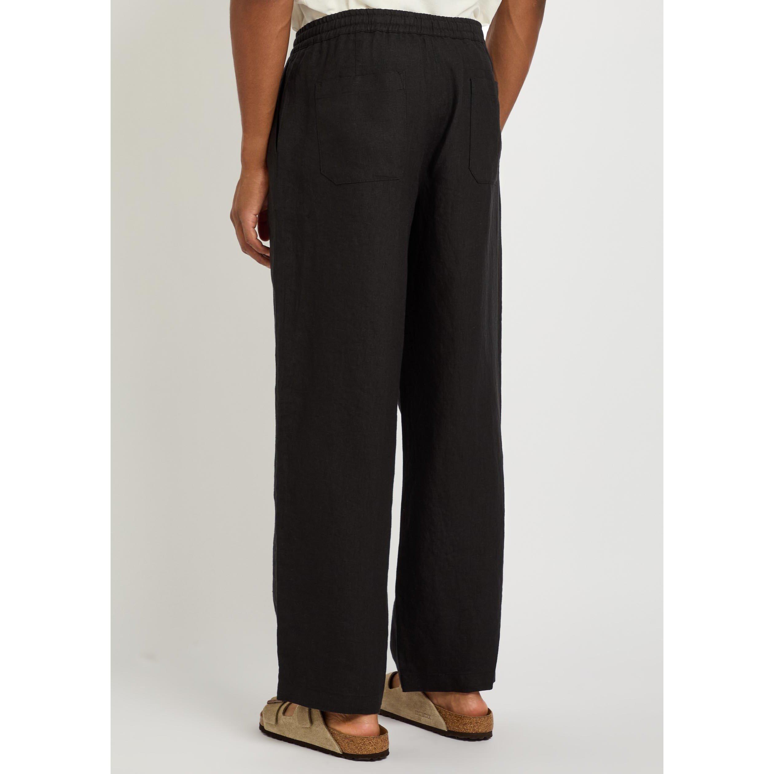 BLACK - Wax London - Men's Glencoe Linen Relaxed-Fit Straight Leg Trousers - 3