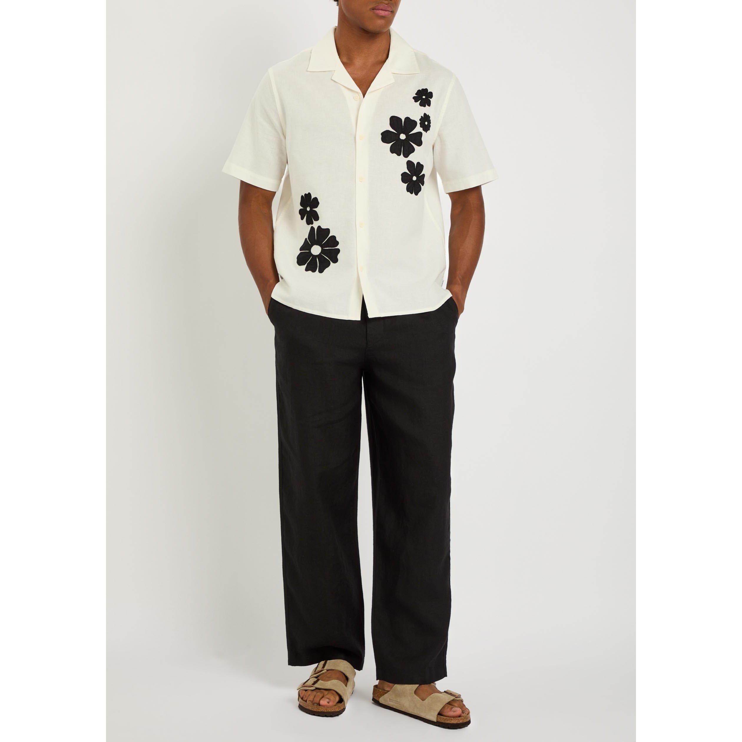 BLACK - Wax London - Men's Glencoe Linen Relaxed-Fit Straight Leg Trousers - 5