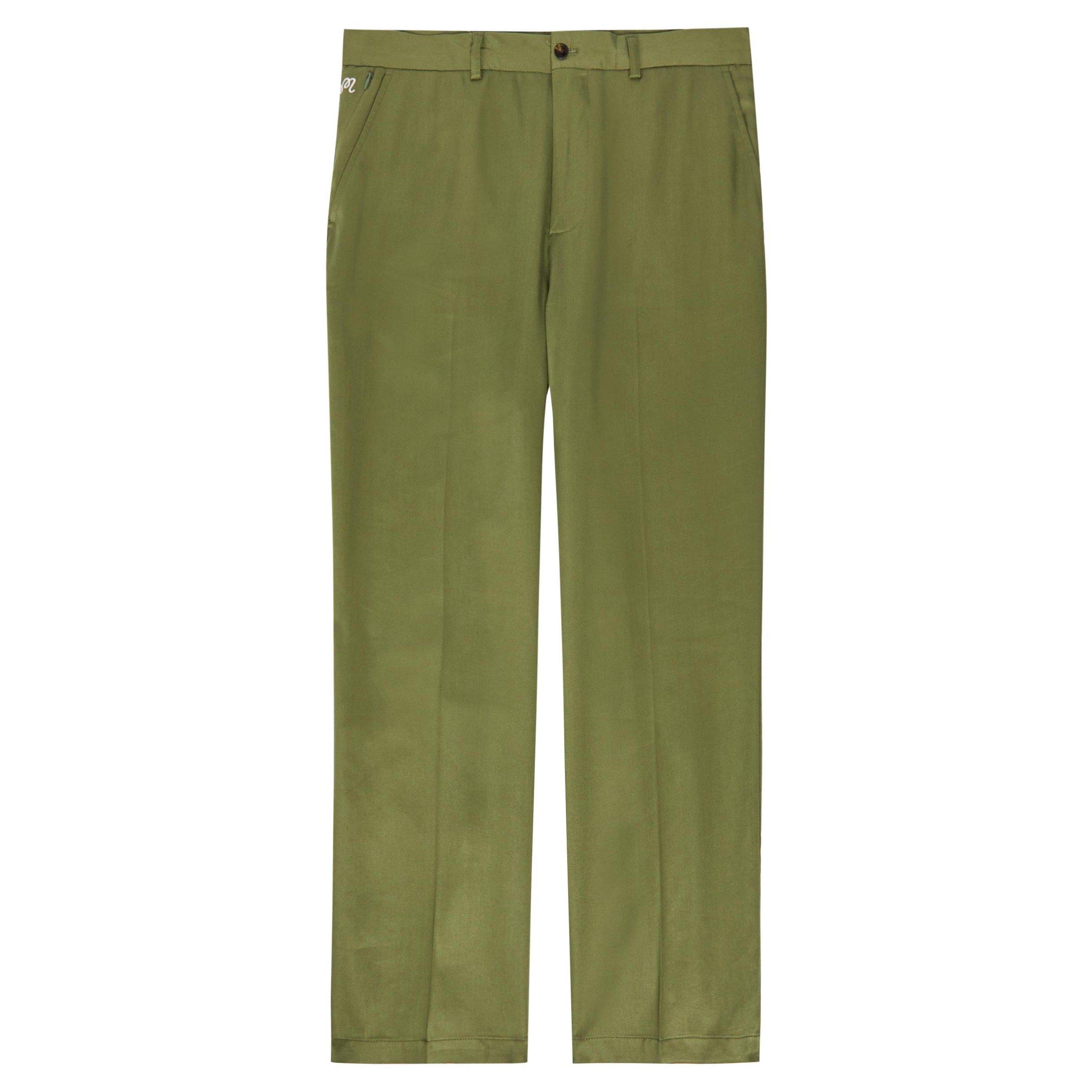 OLIVE - Malbon - Men's La Perla Tencel Relaxed-Fit Straight Leg Trousers - 1