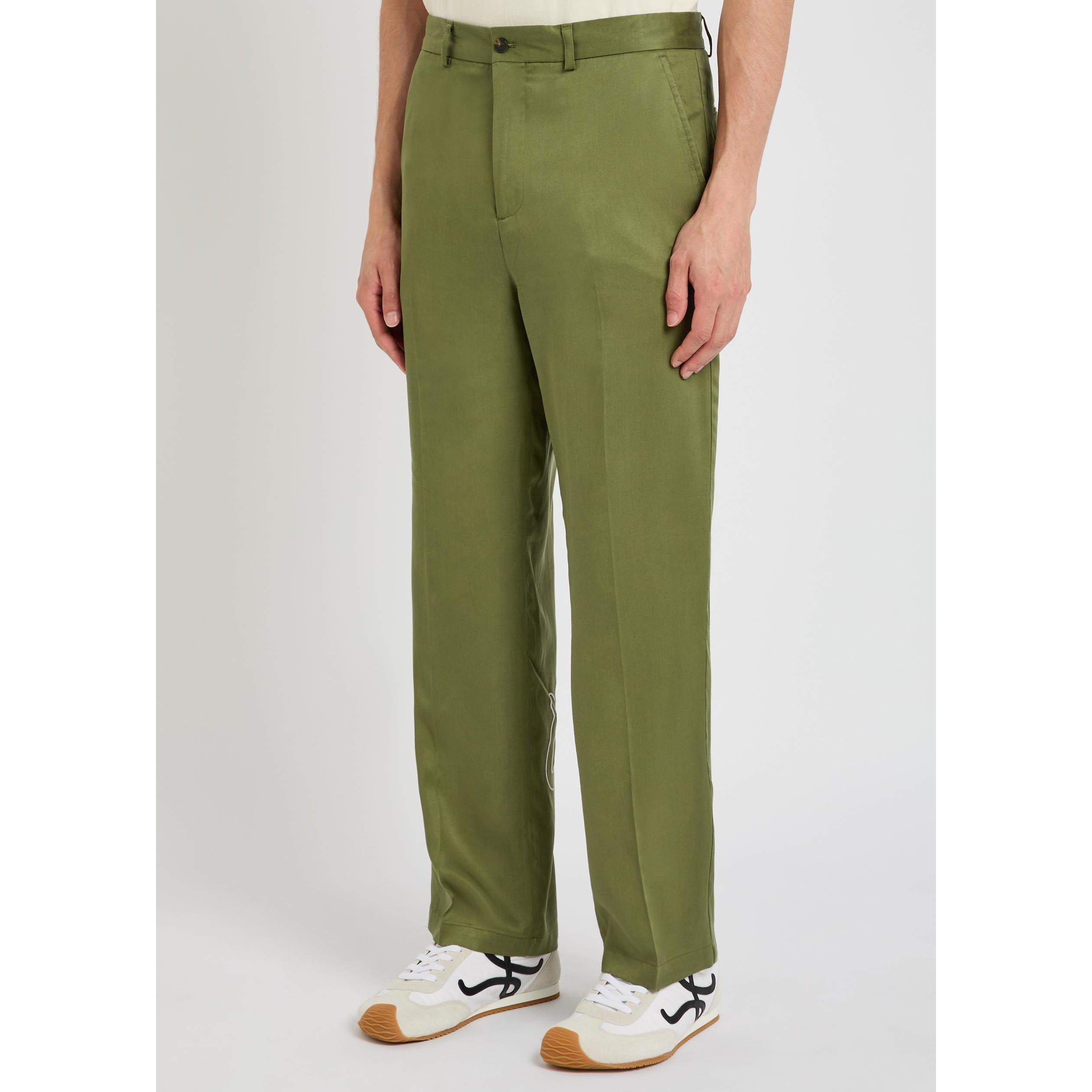 OLIVE - Malbon - Men's La Perla Tencel Relaxed-Fit Straight Leg Trousers - 2