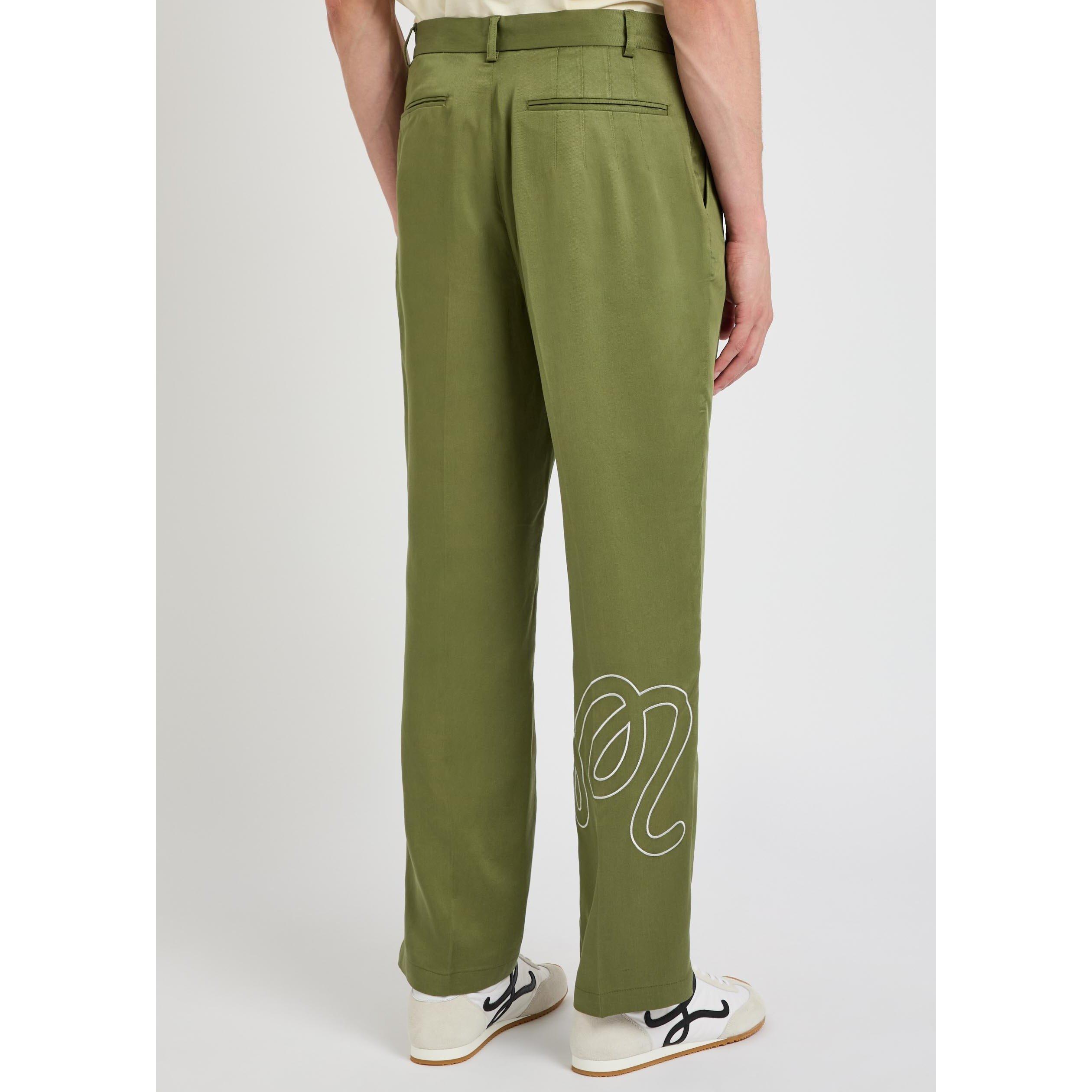 OLIVE - Malbon - Men's La Perla Tencel Relaxed-Fit Straight Leg Trousers - 3