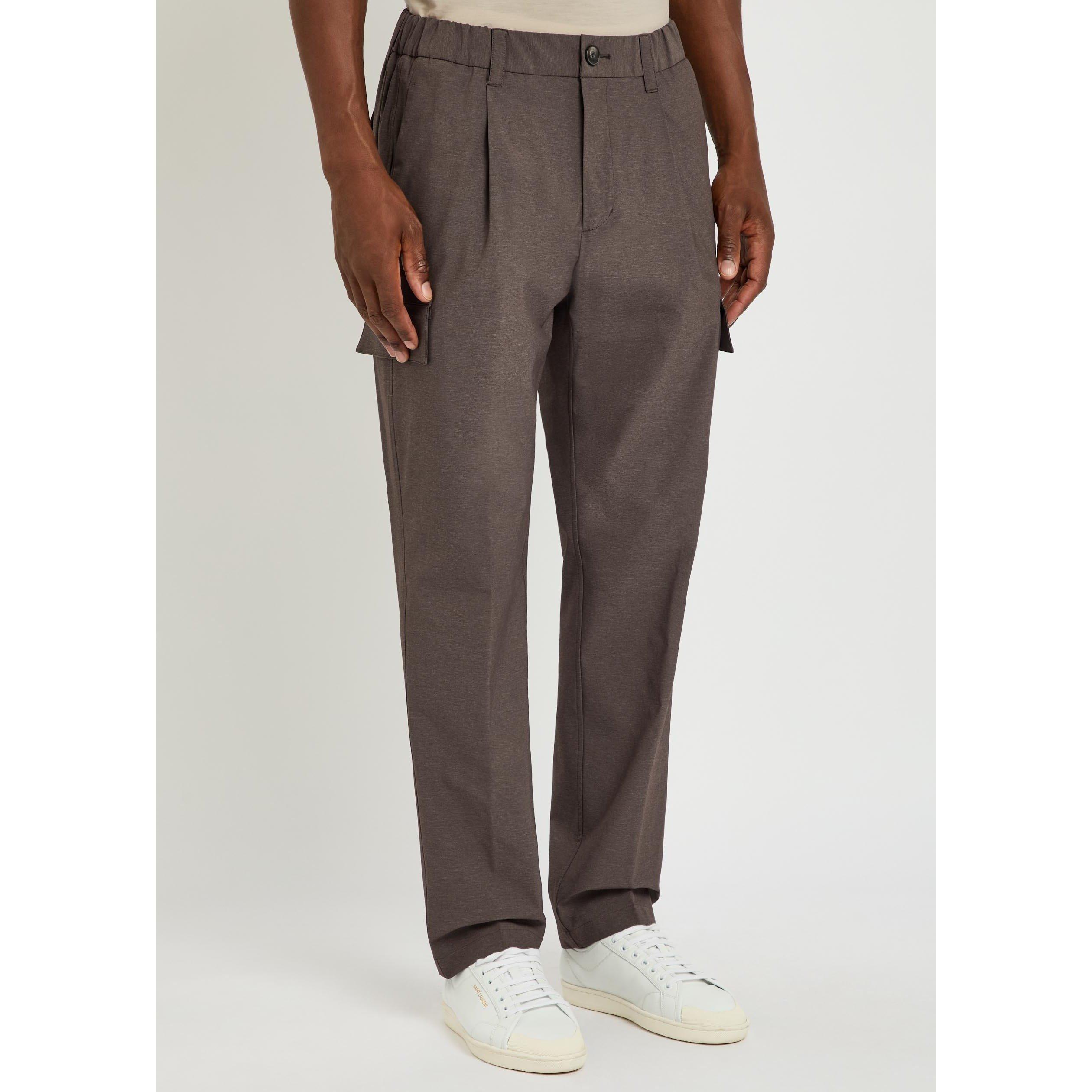 DARK BROWN - Herno - Men's Tapered-Fit Cargo Trousers - 2