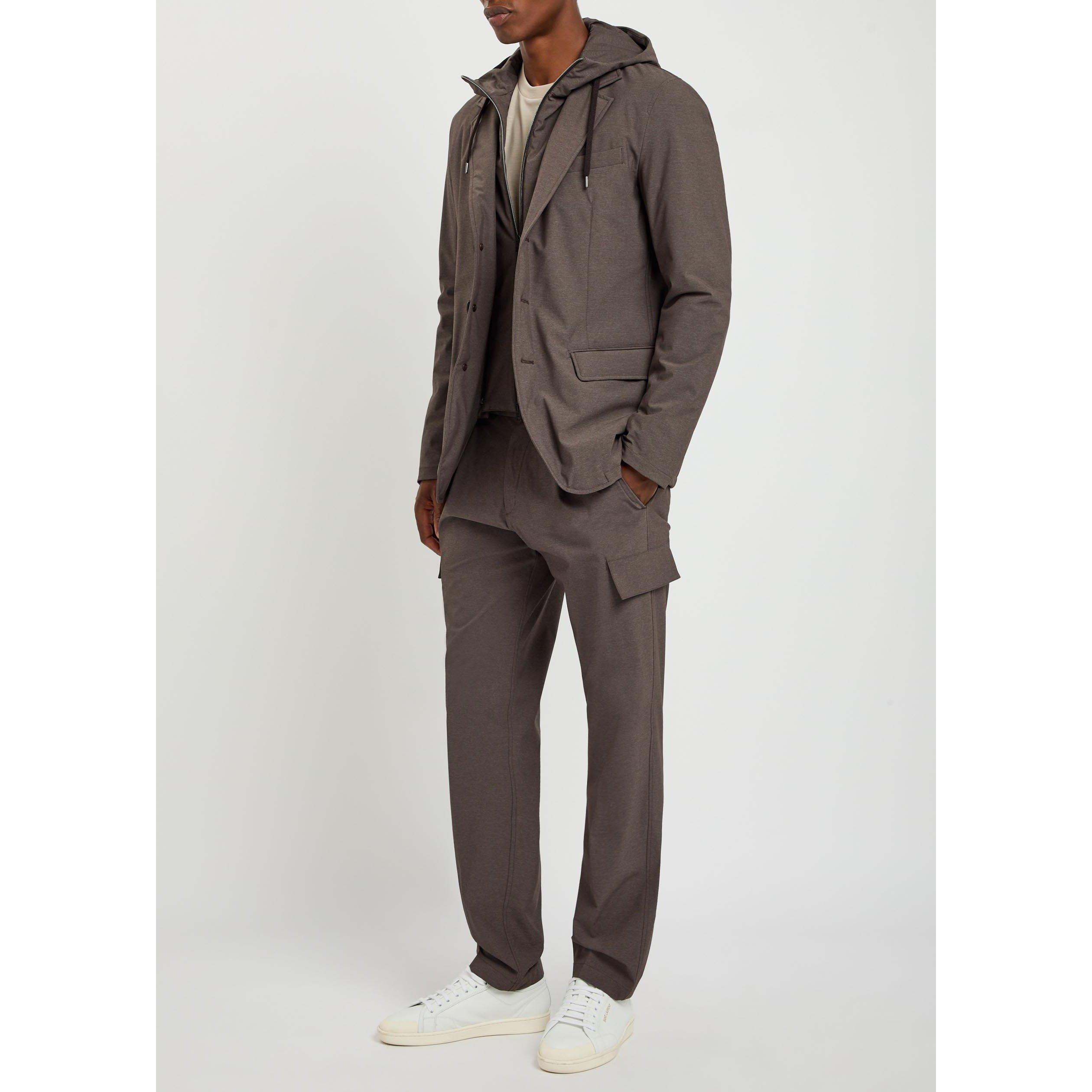 DARK BROWN - Herno - Men's Tapered-Fit Cargo Trousers - 5
