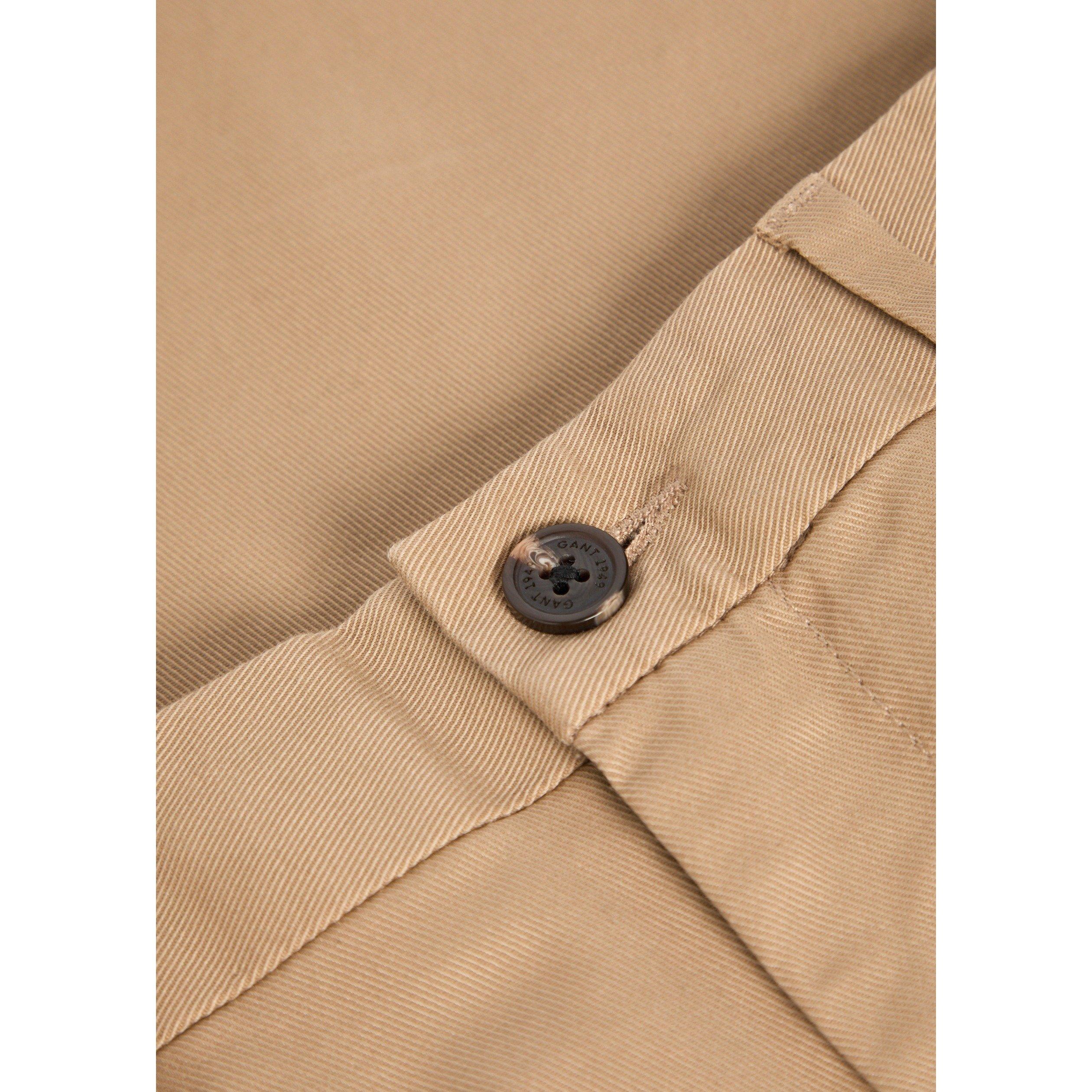 KHAKI - Gant - Men's Cotton Straight Leg Slim-Fit Chinos - 4
