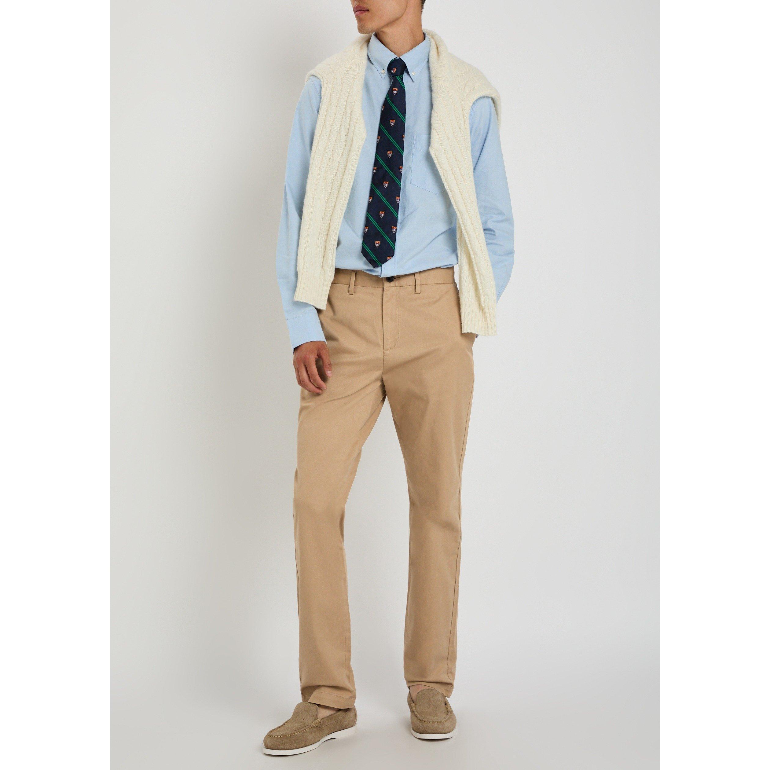 KHAKI - Gant - Men's Cotton Straight Leg Slim-Fit Chinos - 5