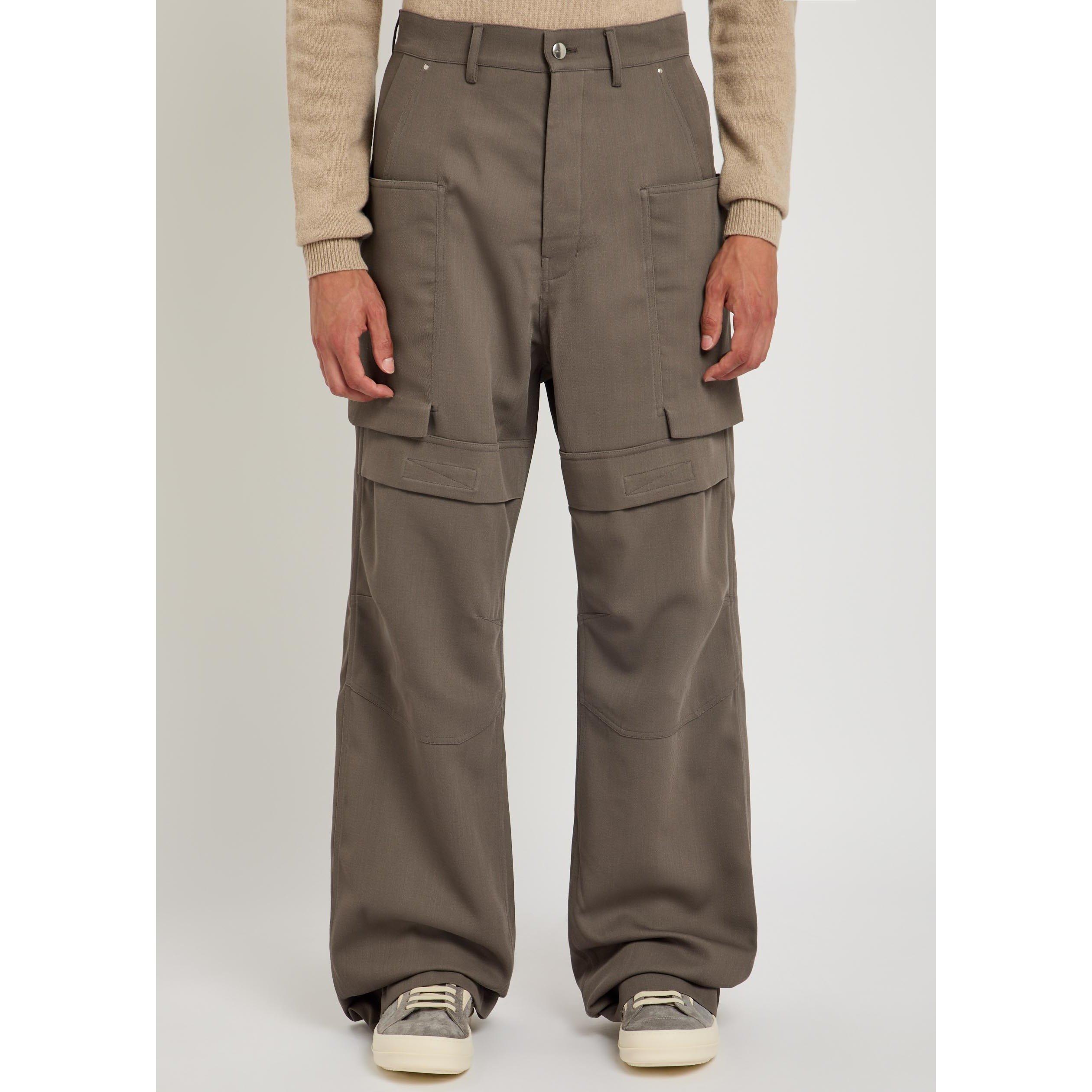 BROWN - Rick Owens - Men's Stefan Wool Relaxed-Fit Cargo Trousers - 2