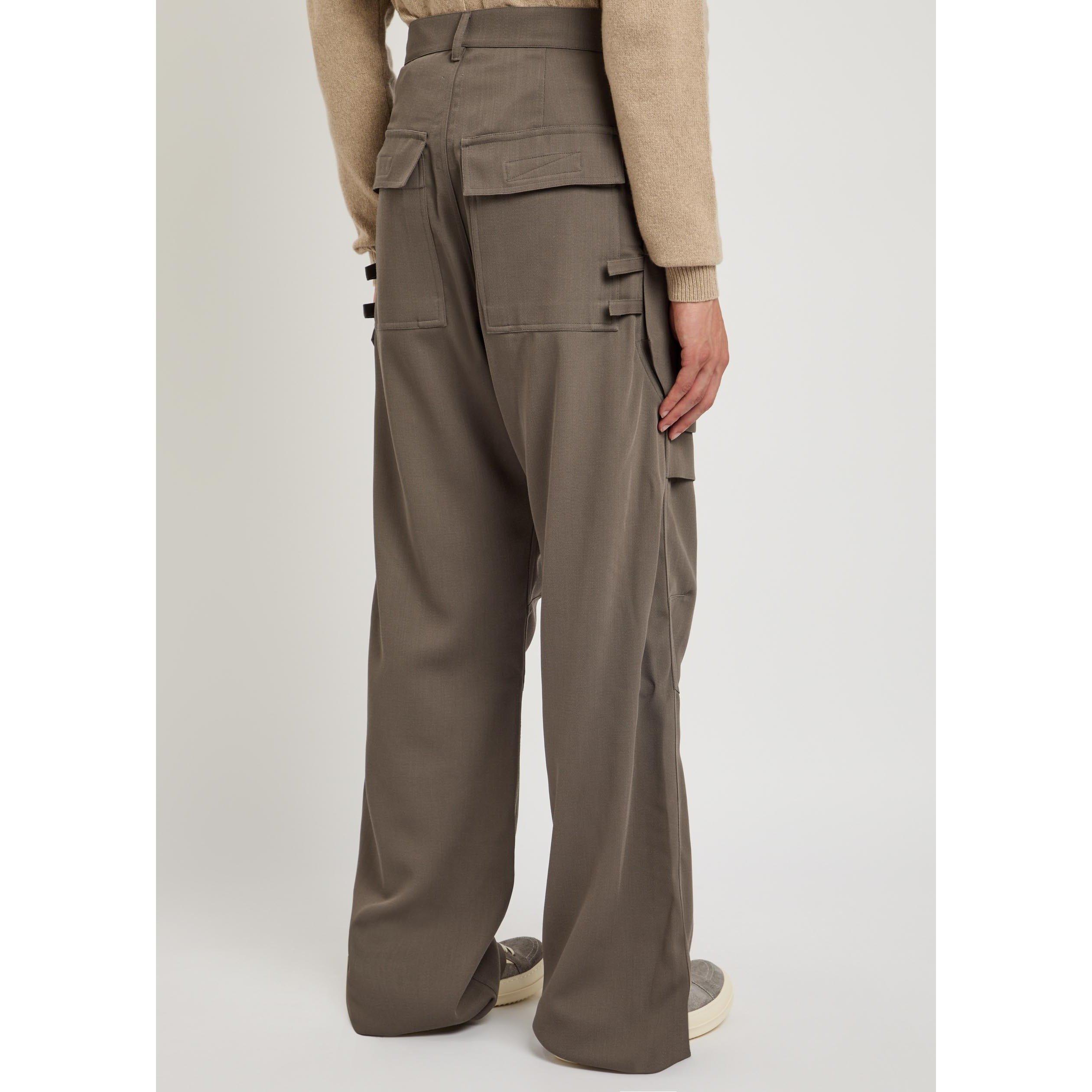 BROWN - Rick Owens - Men's Stefan Wool Relaxed-Fit Cargo Trousers - 3