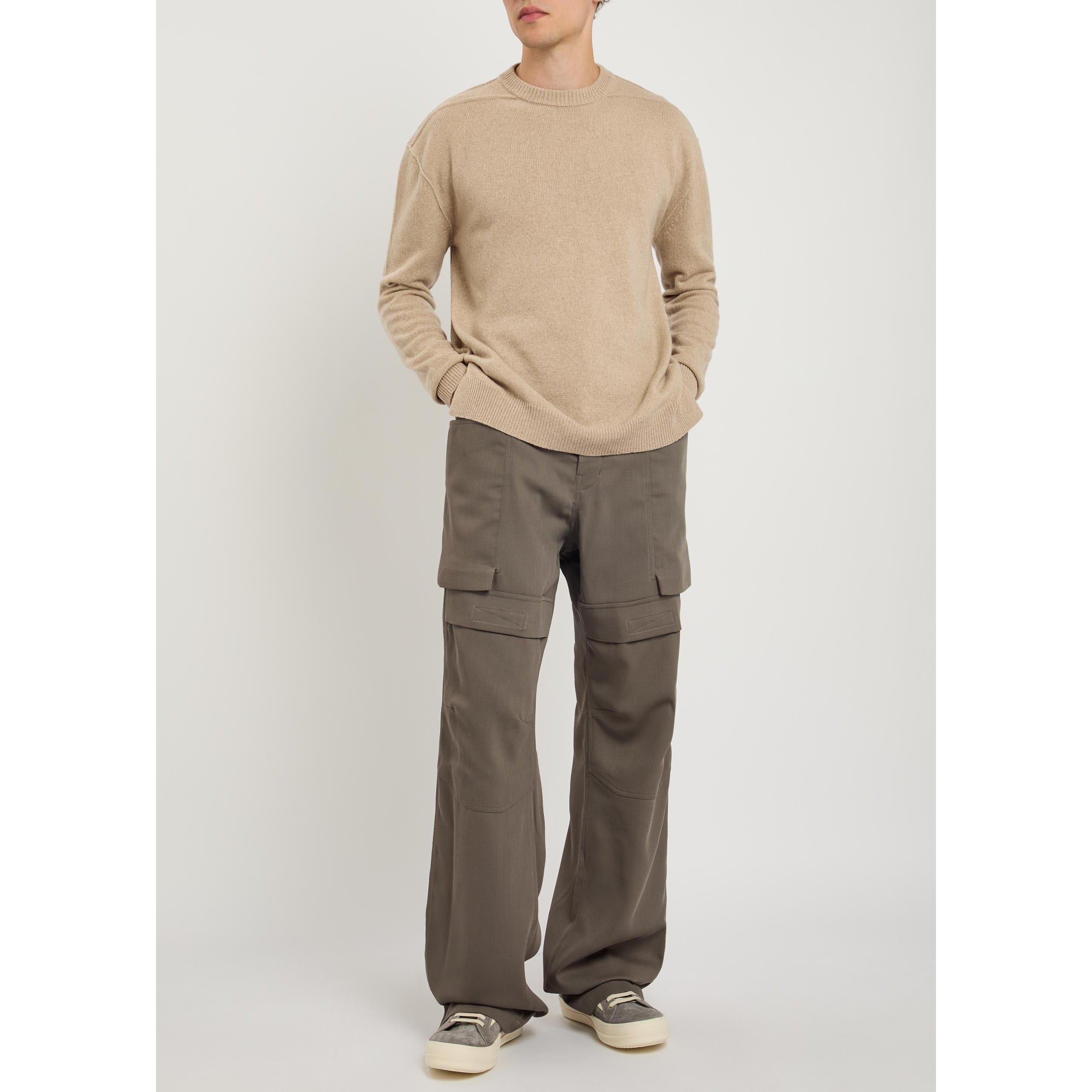 BROWN - Rick Owens - Men's Stefan Wool Relaxed-Fit Cargo Trousers - 5