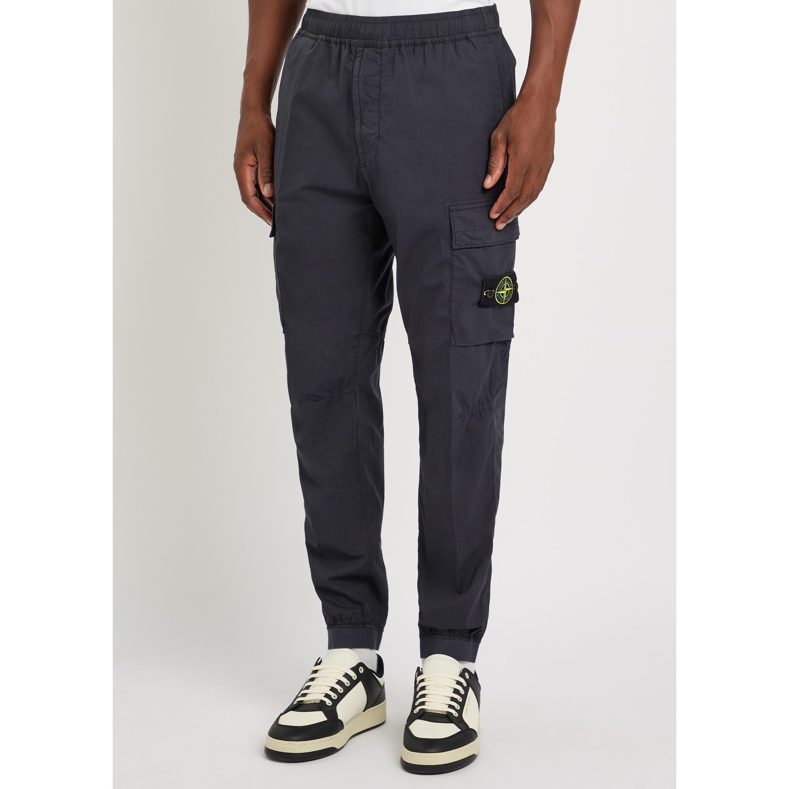 NAVY - Stone Island - Men's Classic Core Cotton Tapered-Fit Cargo Trousers - 2