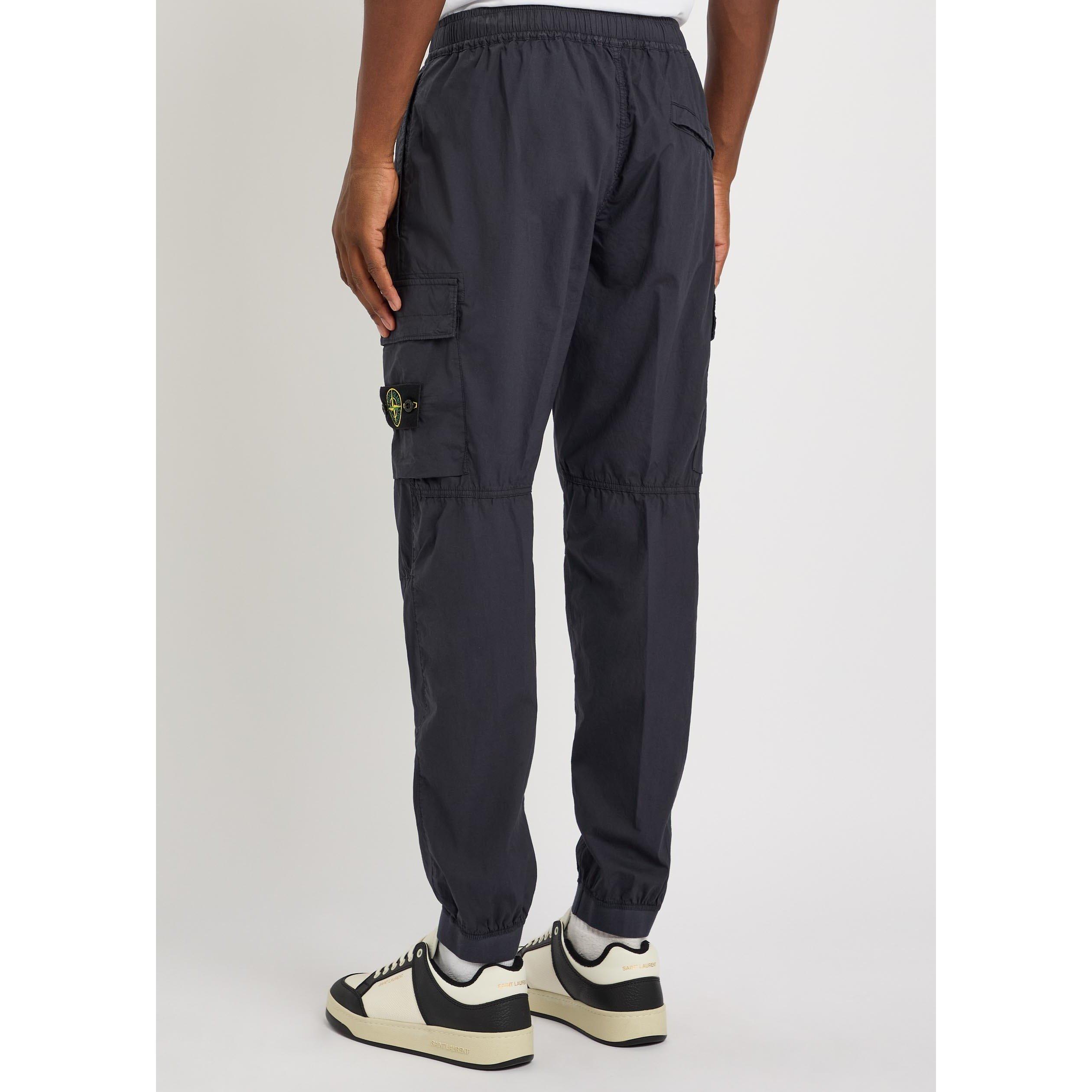 NAVY - Stone Island - Men's Classic Core Cotton Tapered-Fit Cargo Trousers - 3