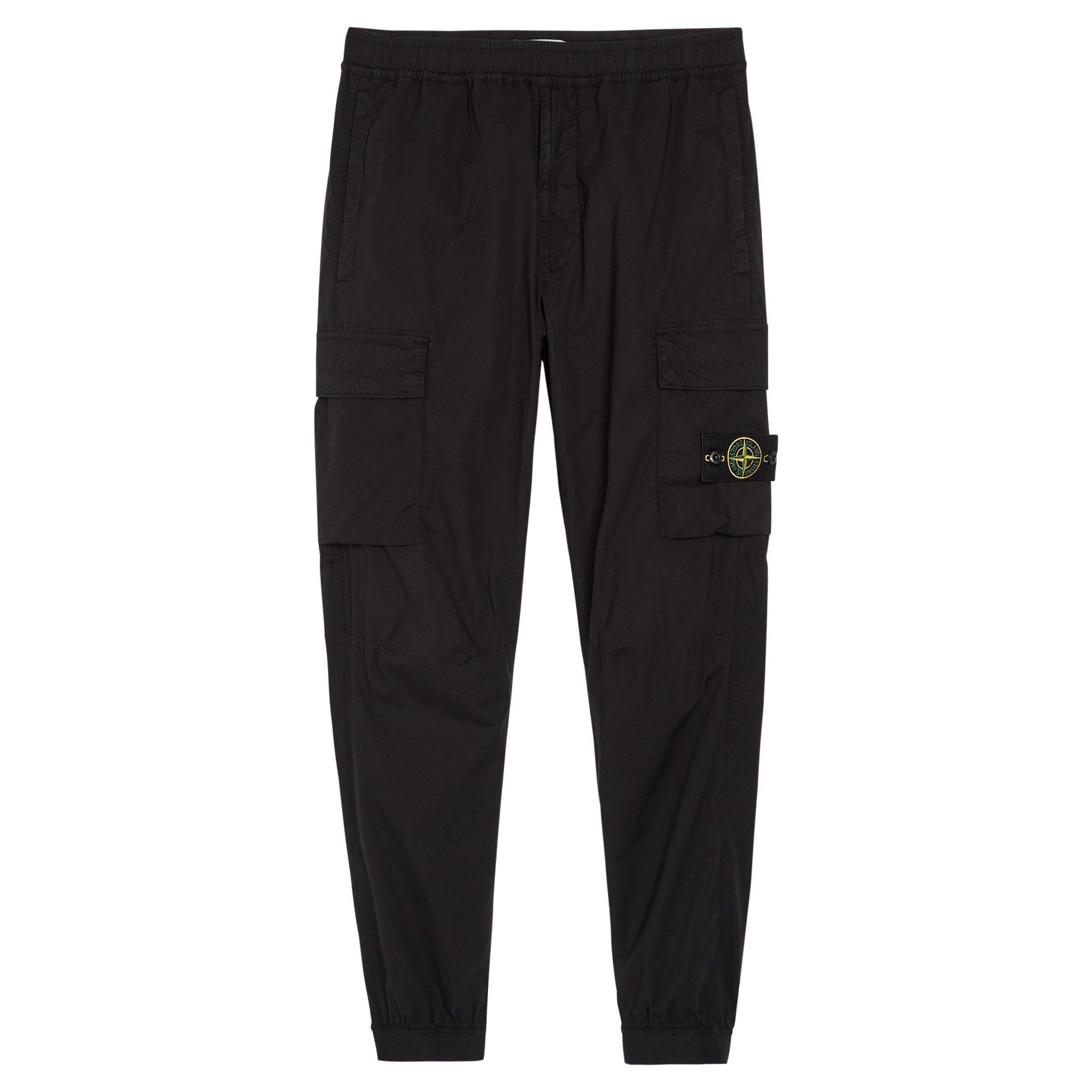 BLACK - Stone Island - Men's Classic Core Cotton Tapered-Fit Cargo Trousers - 1