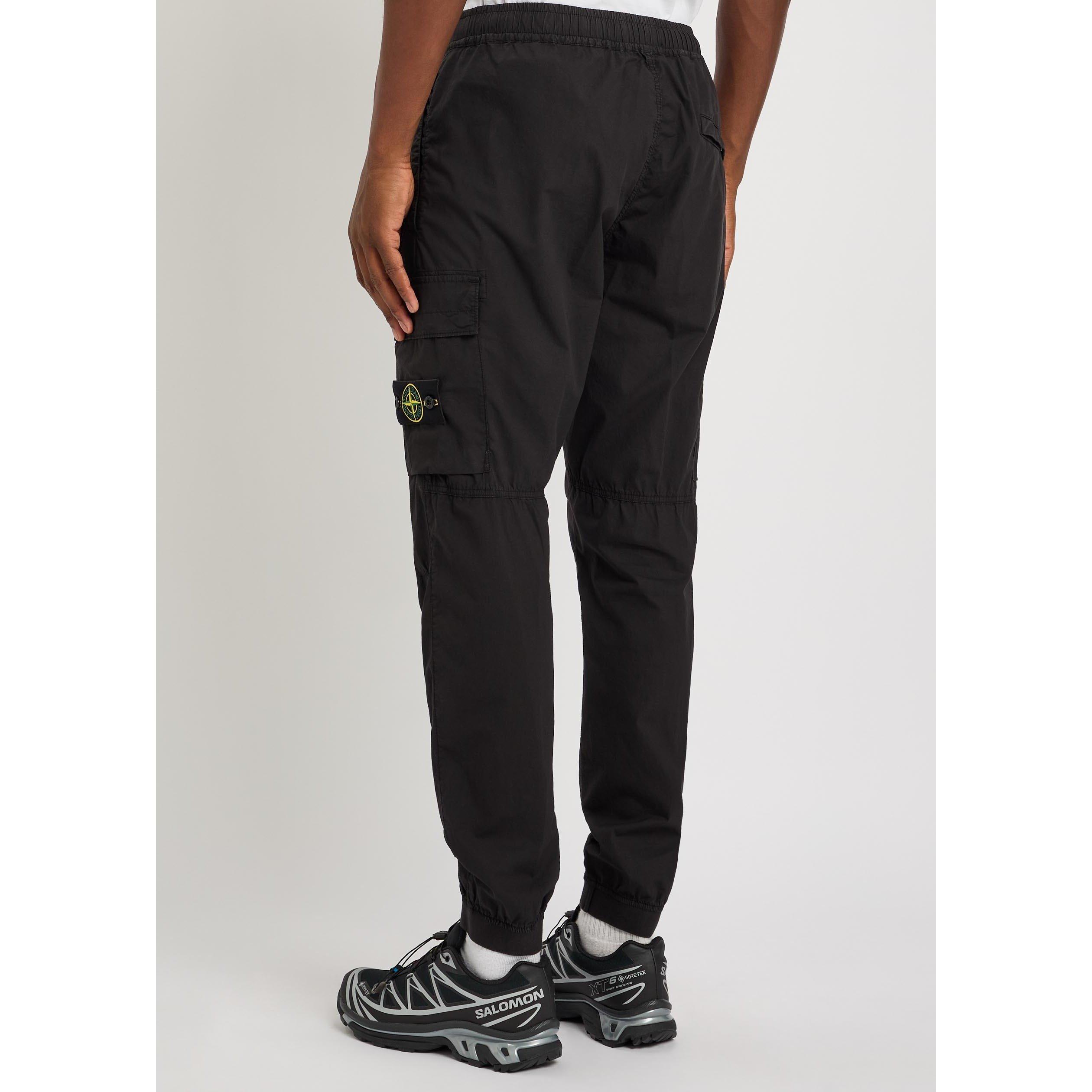 BLACK - Stone Island - Men's Classic Core Cotton Tapered-Fit Cargo Trousers - 3