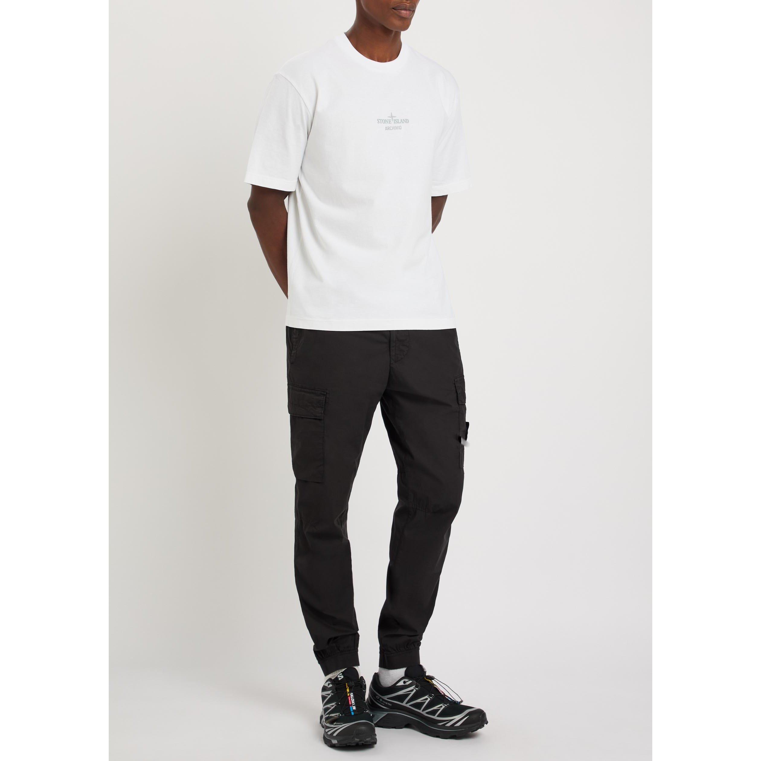 BLACK - Stone Island - Men's Classic Core Cotton Tapered-Fit Cargo Trousers - 5