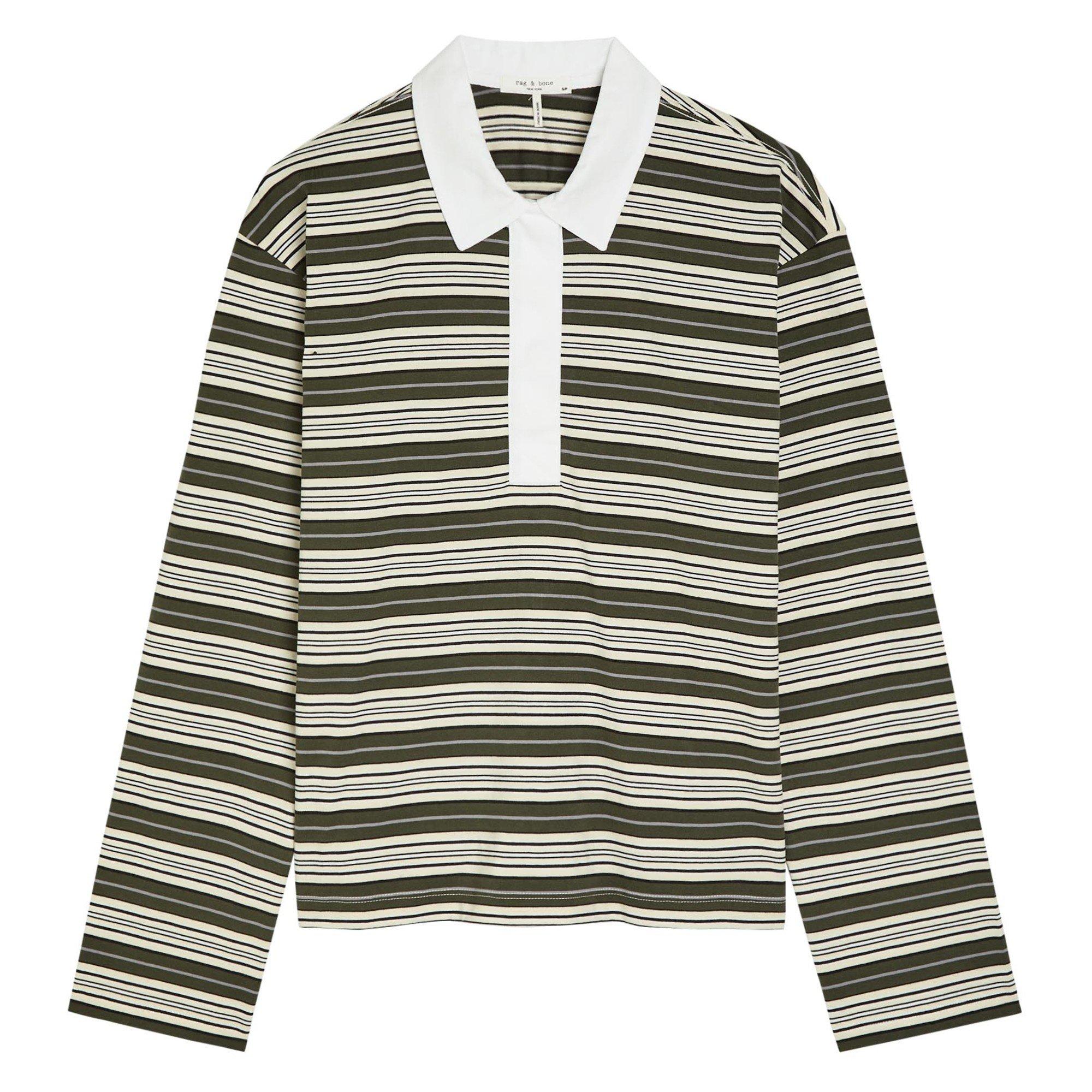 GREEN AND OTHER - Rag and Bone - KELLY STRIPE POLO LS